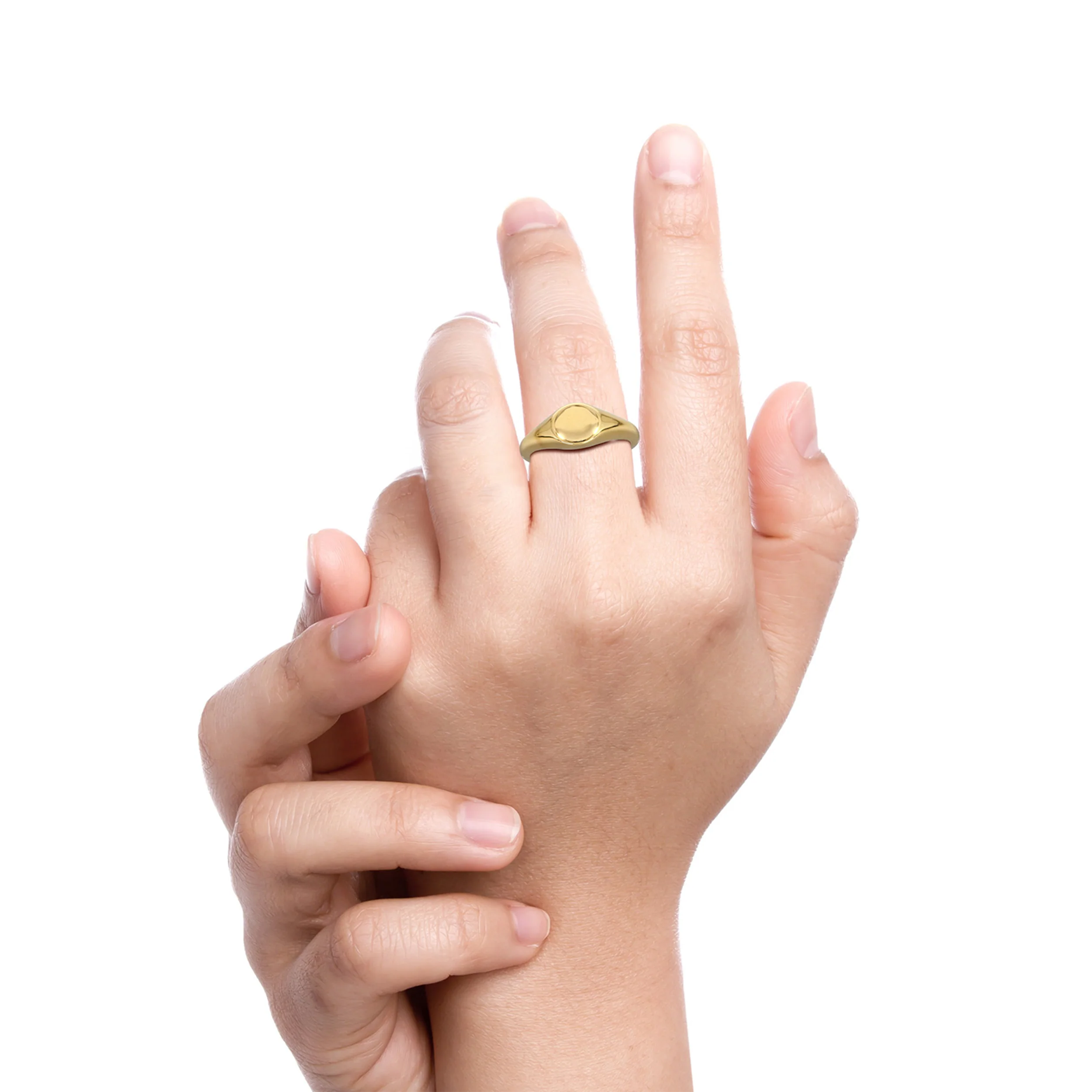 RFZ18845. 14K Solid Yellow Gold Circle Ring - Image 2