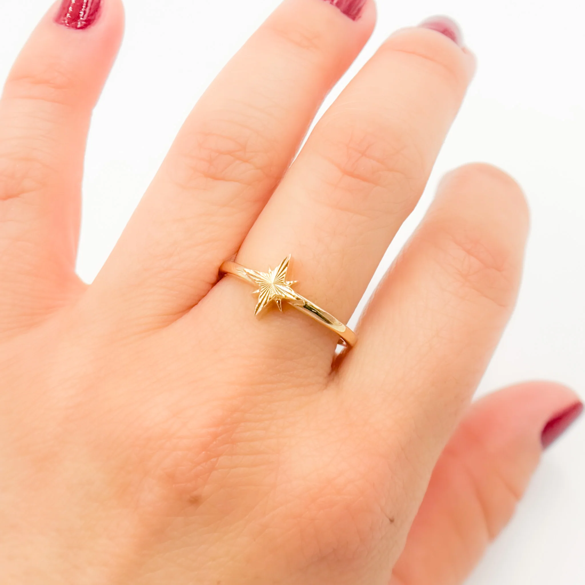 RFZ19029. 14K Solid Gold Star Ring - Image 2
