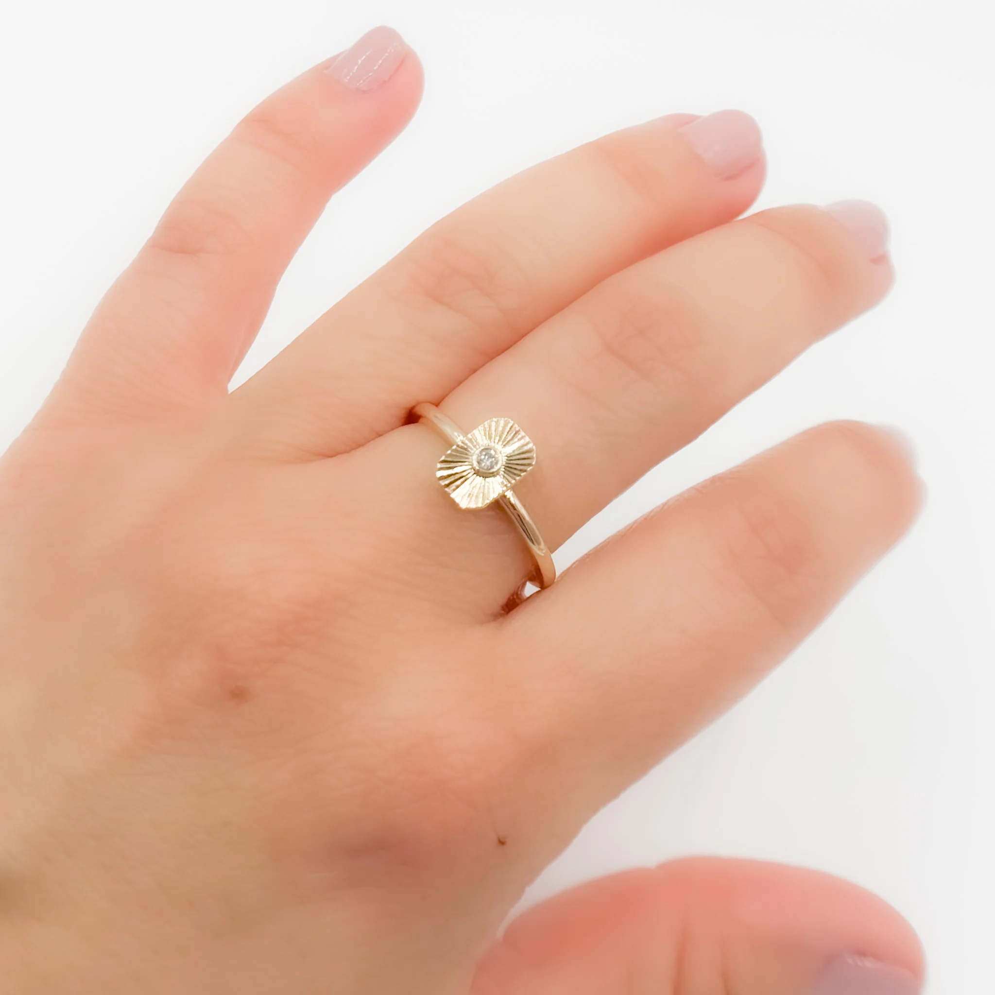 RFZ19041. 14K Yellow Gold Rectangle Diamond Ring - Image 2