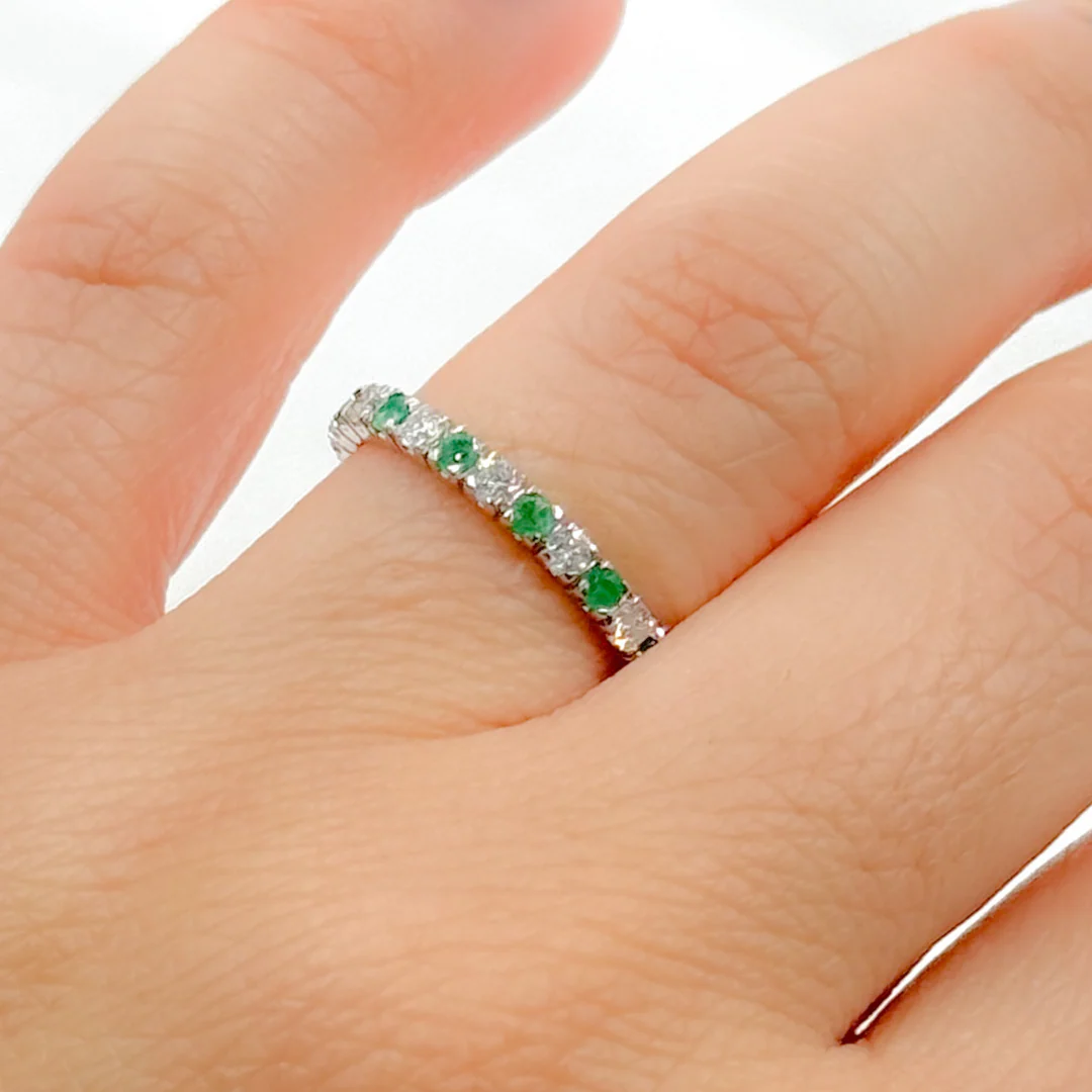 RN122897W14EM1. 14k Solid Gold Emerald and Diamond Ring - Image 2