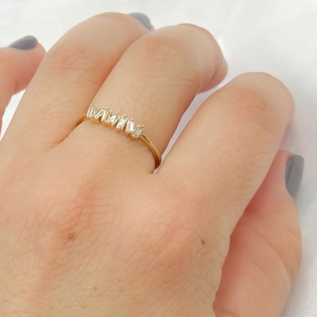 RN406669. 14k Solid Gold Baguette Diamond Bars Ring - Image 3