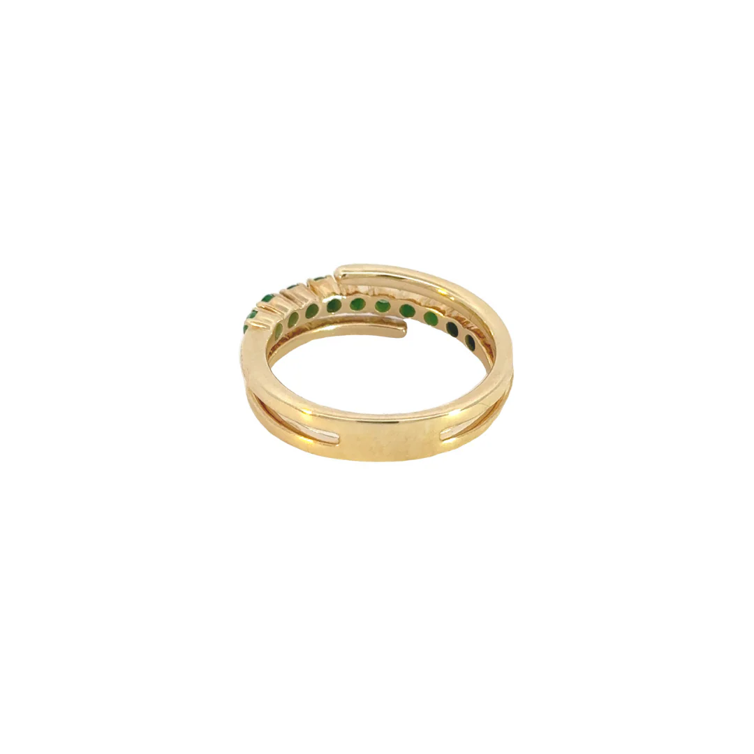 RN406469Y14EM1. 14k Solid Gold Spiral Emerald and Diamond Ring - Image 6