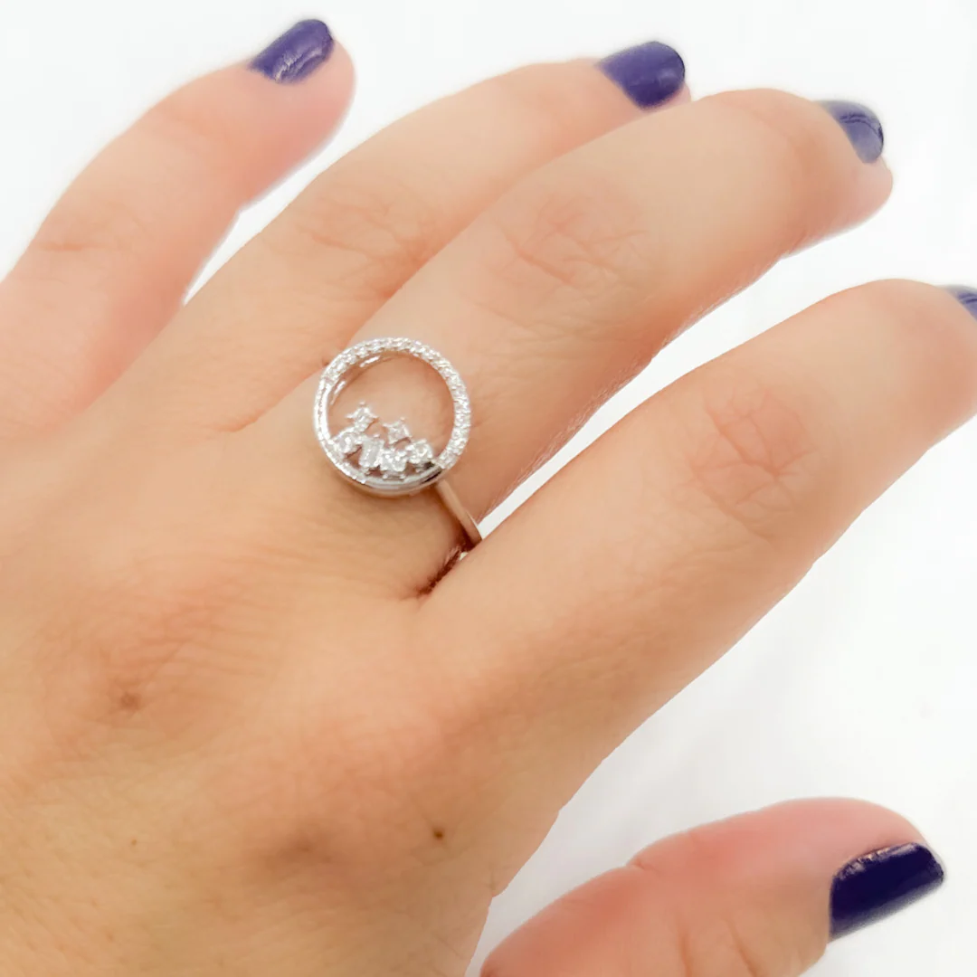 RN407471. 14K Solid White Gold Circle Ring - Image 2