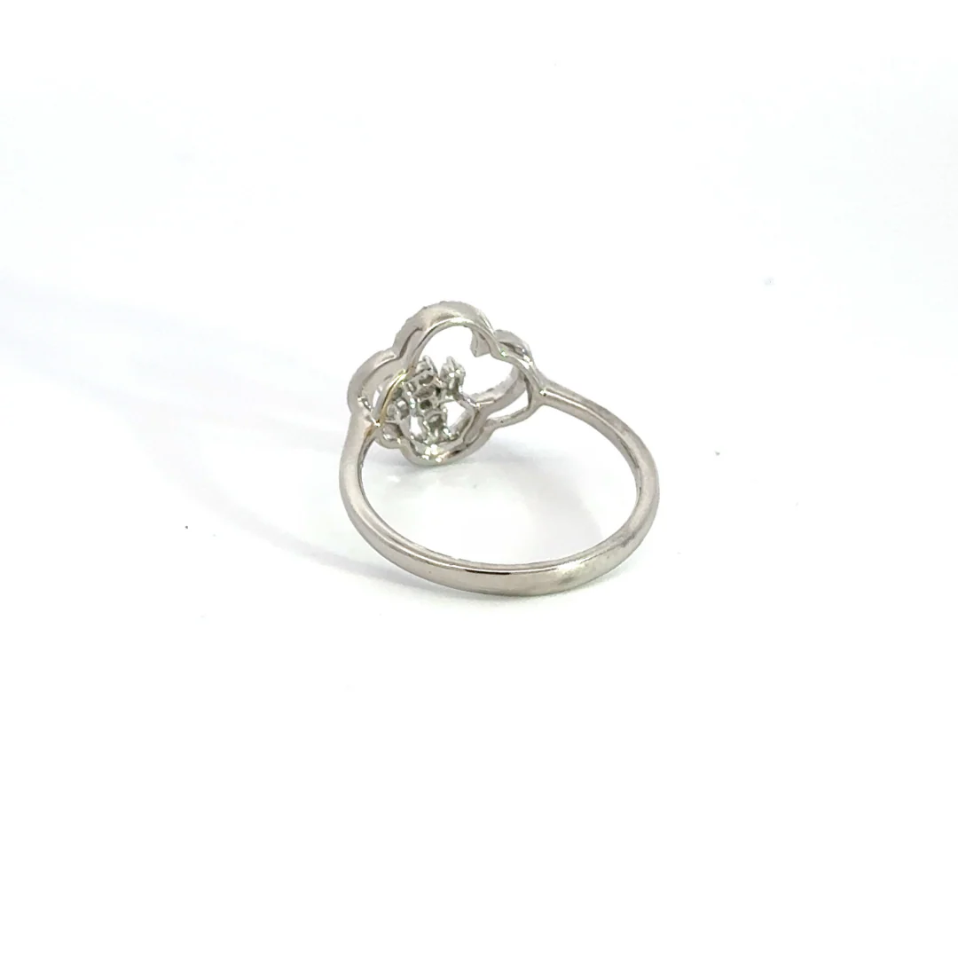 RN407631. 14K Solid White Gold Diamond Flower Ring - Image 3