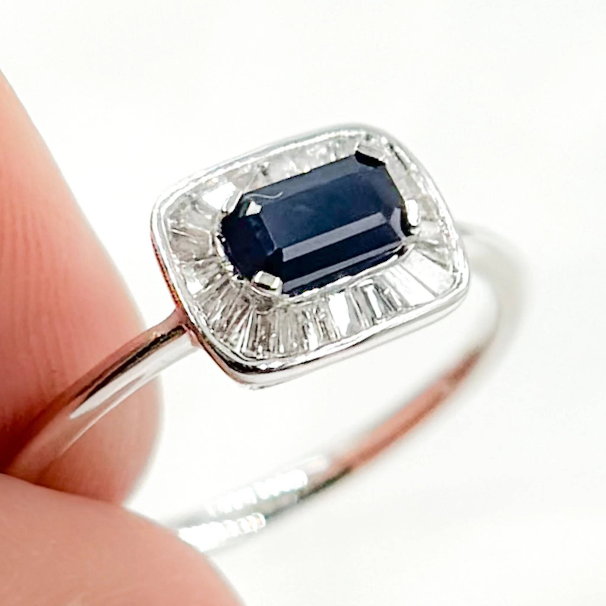 RN417572BS. 14K Solid Gold Diamond and Blue Sapphire Ring - Image 3