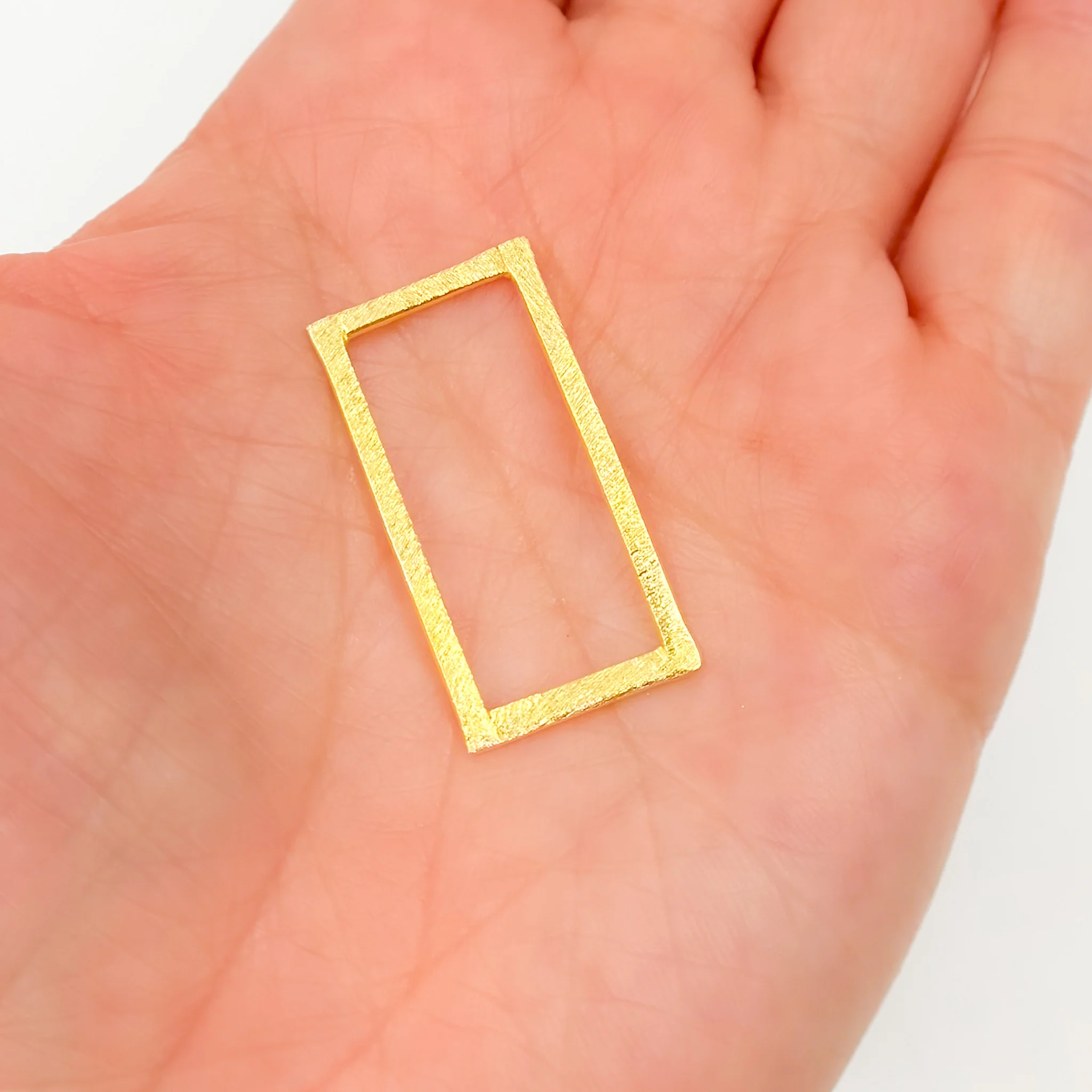 RS2GP. 30MM Gold-plated Sterling Silver Brushed Rectangle Connector - Image 2