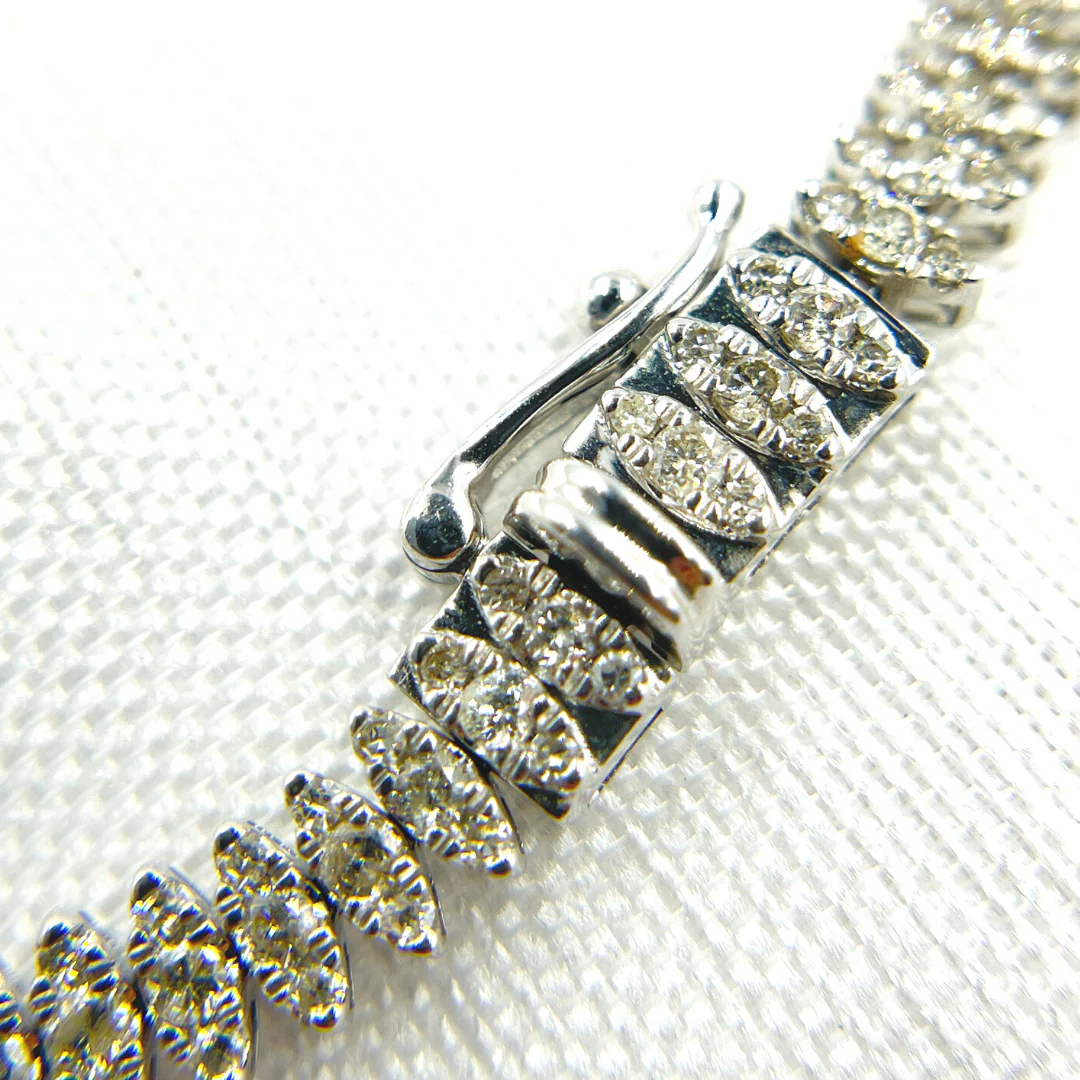 RSOJBR7043WG. 14K White Gold Bracelet with Diamond Leaves - Image 10
