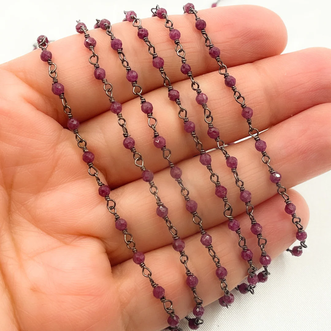 RUB5. Dyed Ruby Wire Wrap Chain - Image 3