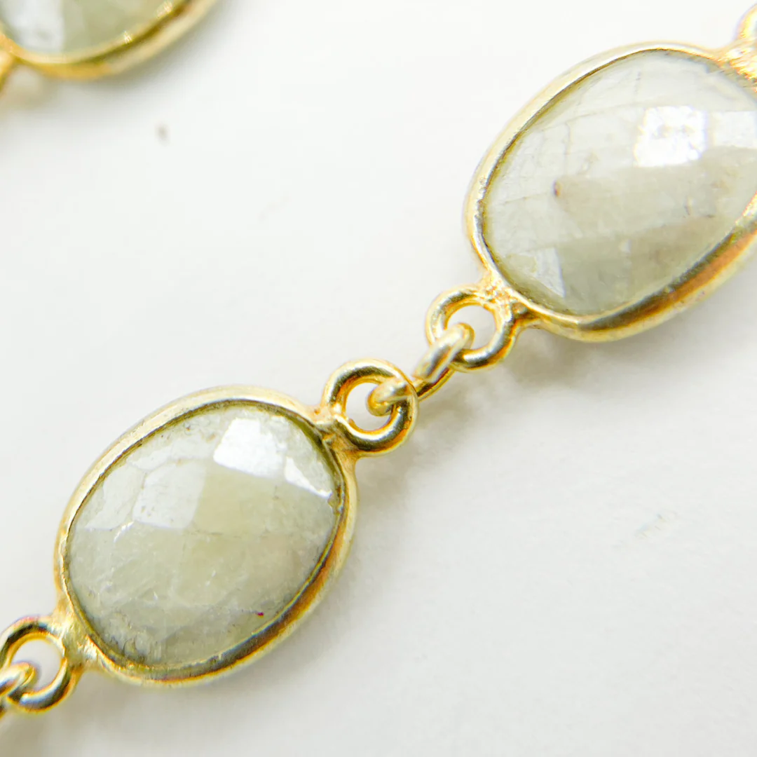 Silverite Oval Shape Bezel Gold Plated 925 Sterling Silver Wire Chain. SIL6 - Image 2