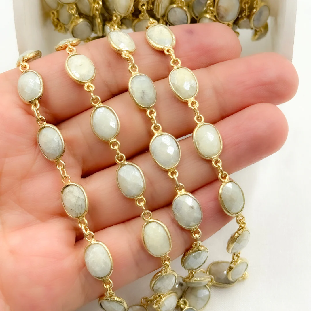Silverite Oval Shape Bezel Gold Plated 925 Sterling Silver Wire Chain. SIL6 - Image 3