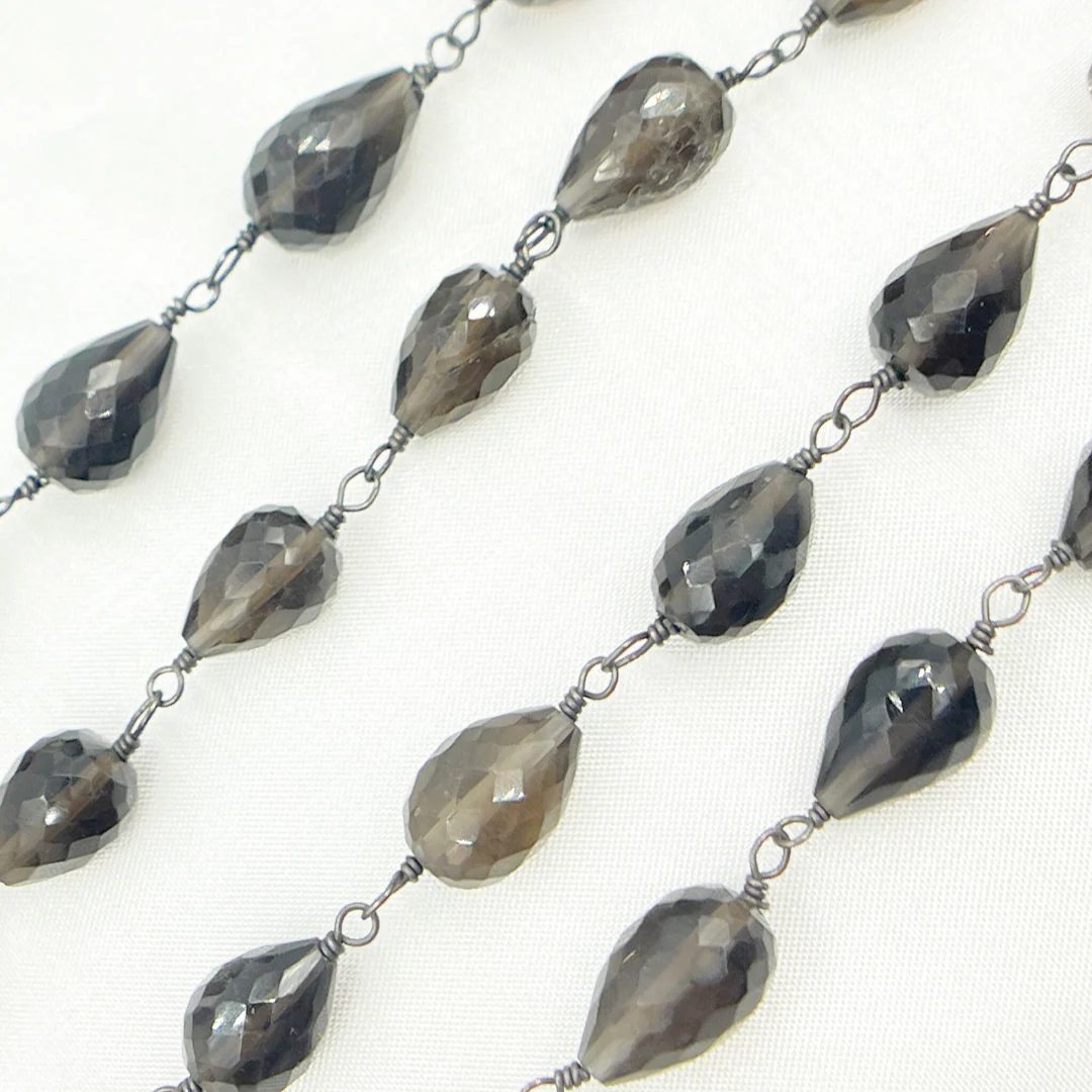 Smoky Pear Shape Oxidized Wire Chain. SMQ11 - Image 2