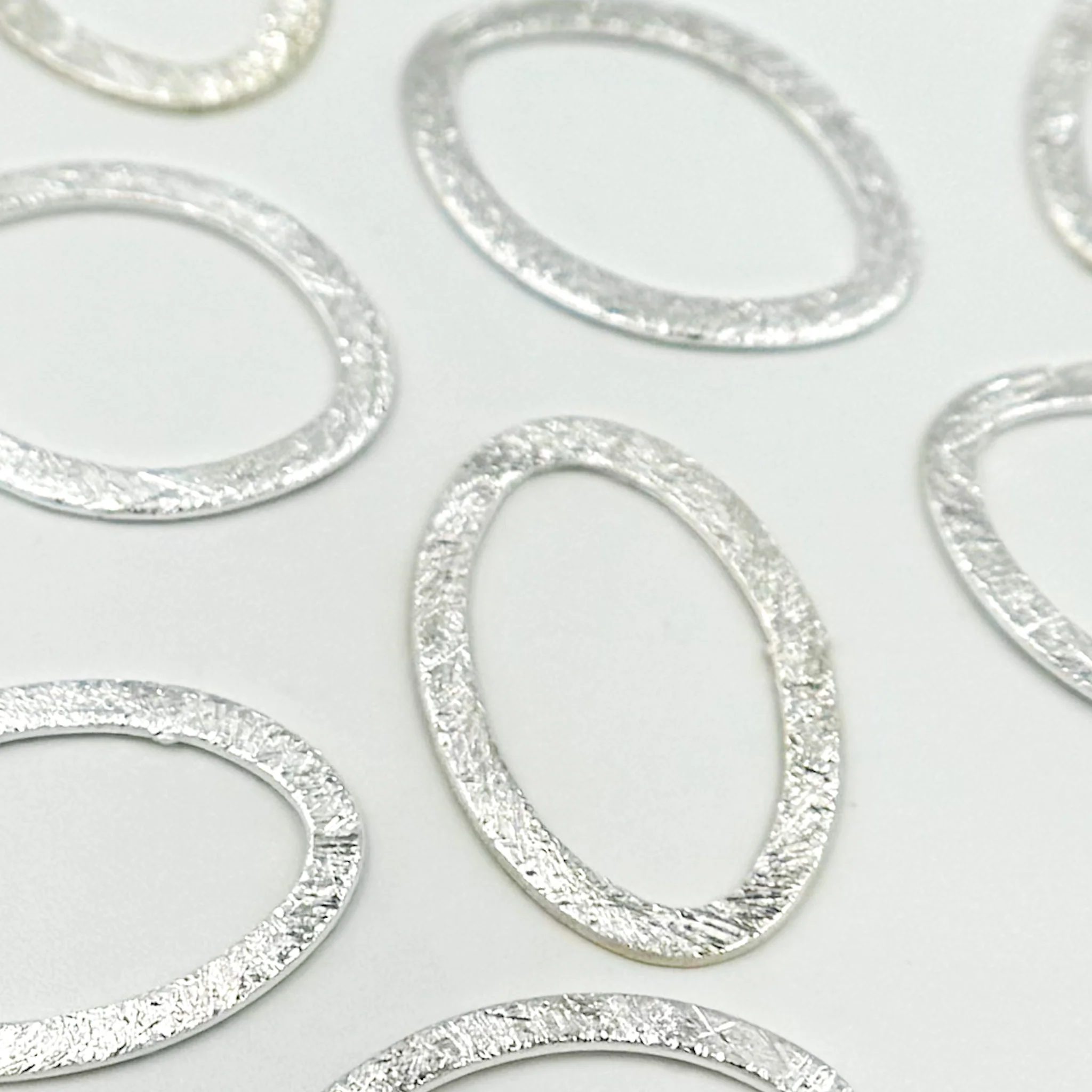 SSBS11. White Sterling Silver Brushed Marquis Connector