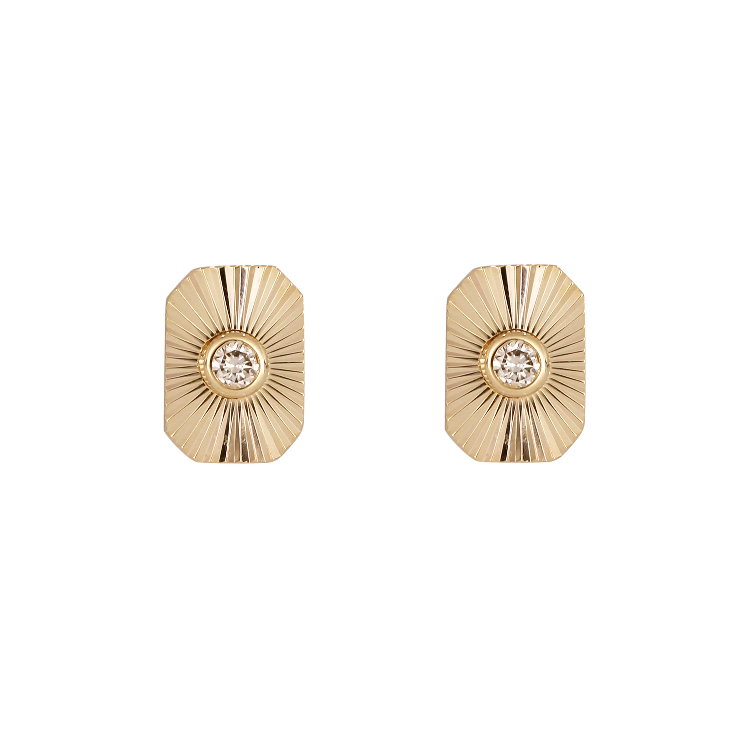 STB90056. 14K Yellow Gold Diamond Rectangle Jewelry Set - Image 2