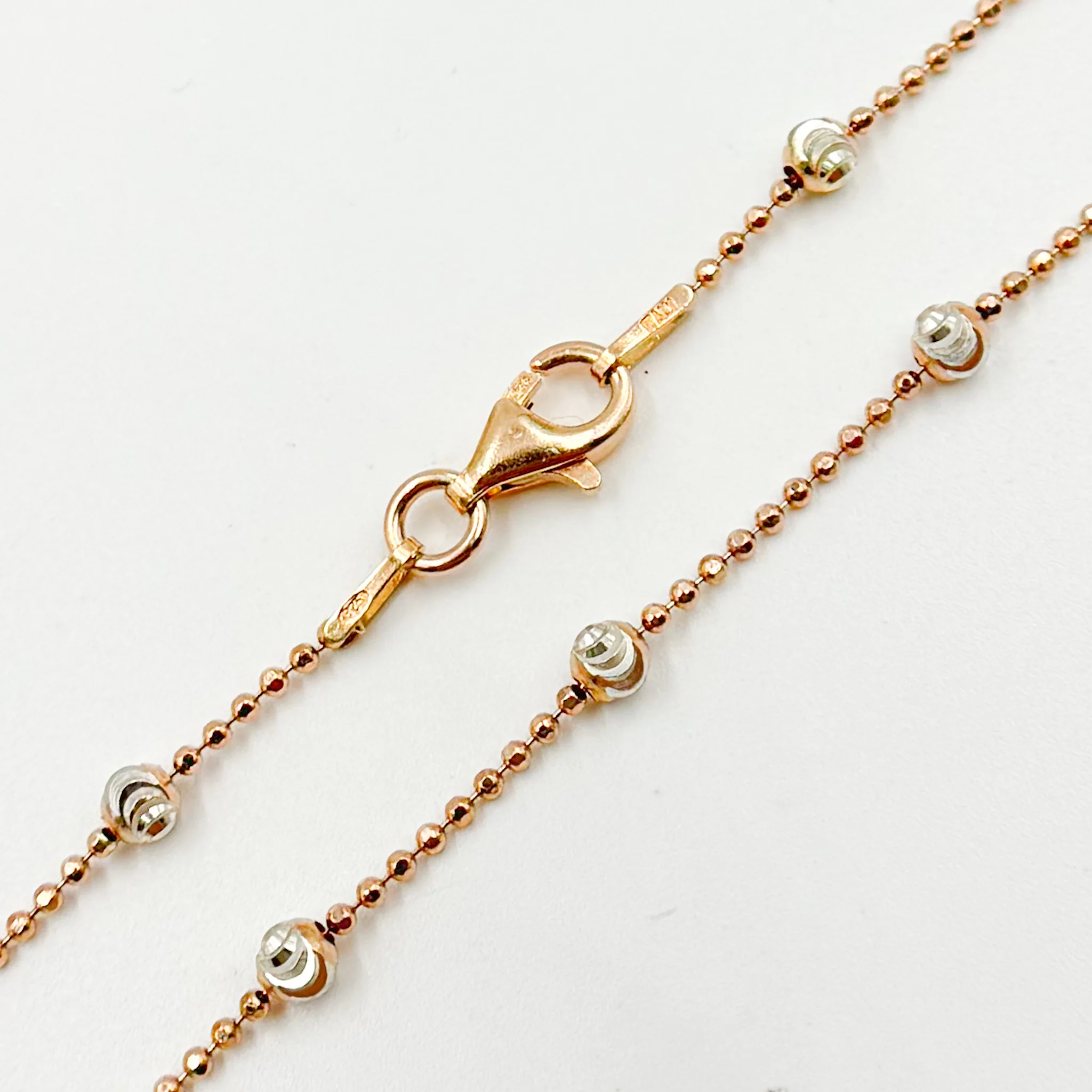 STRM003RW. Rose Gold Plated and White Sterling Silver Satellite Necklace - Image 4