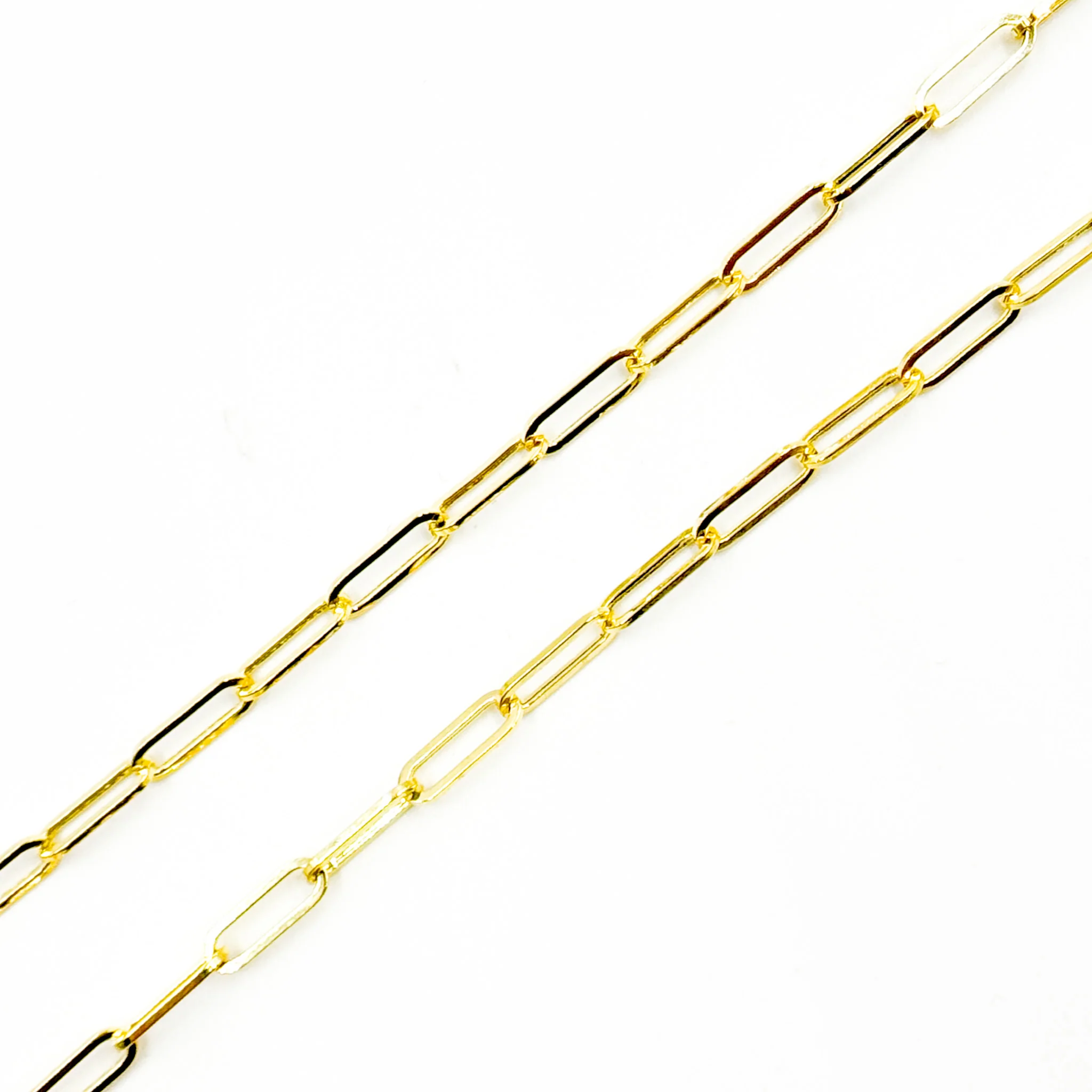TRE008. 14K Yellow Gold Hollow Flat Paperclip Chain - Image 5