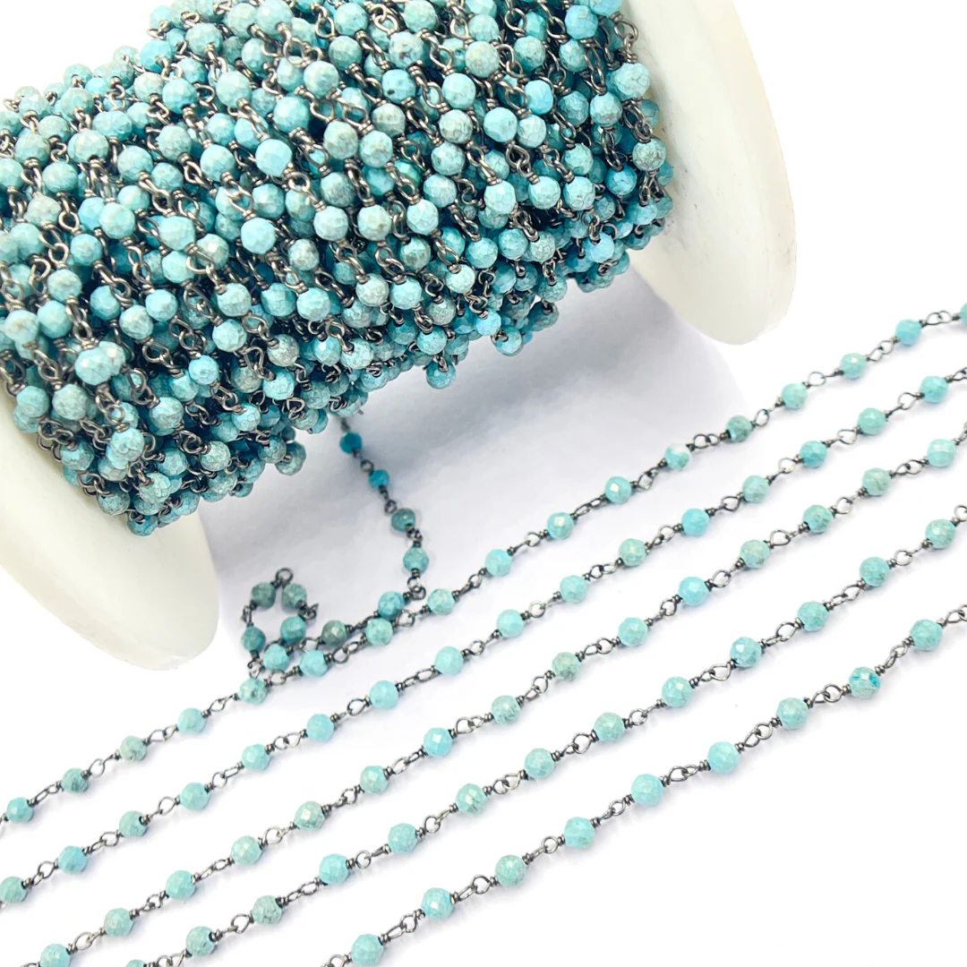 Turquoise Black Rhodium Wire Chain. TRQ16 - Image 4
