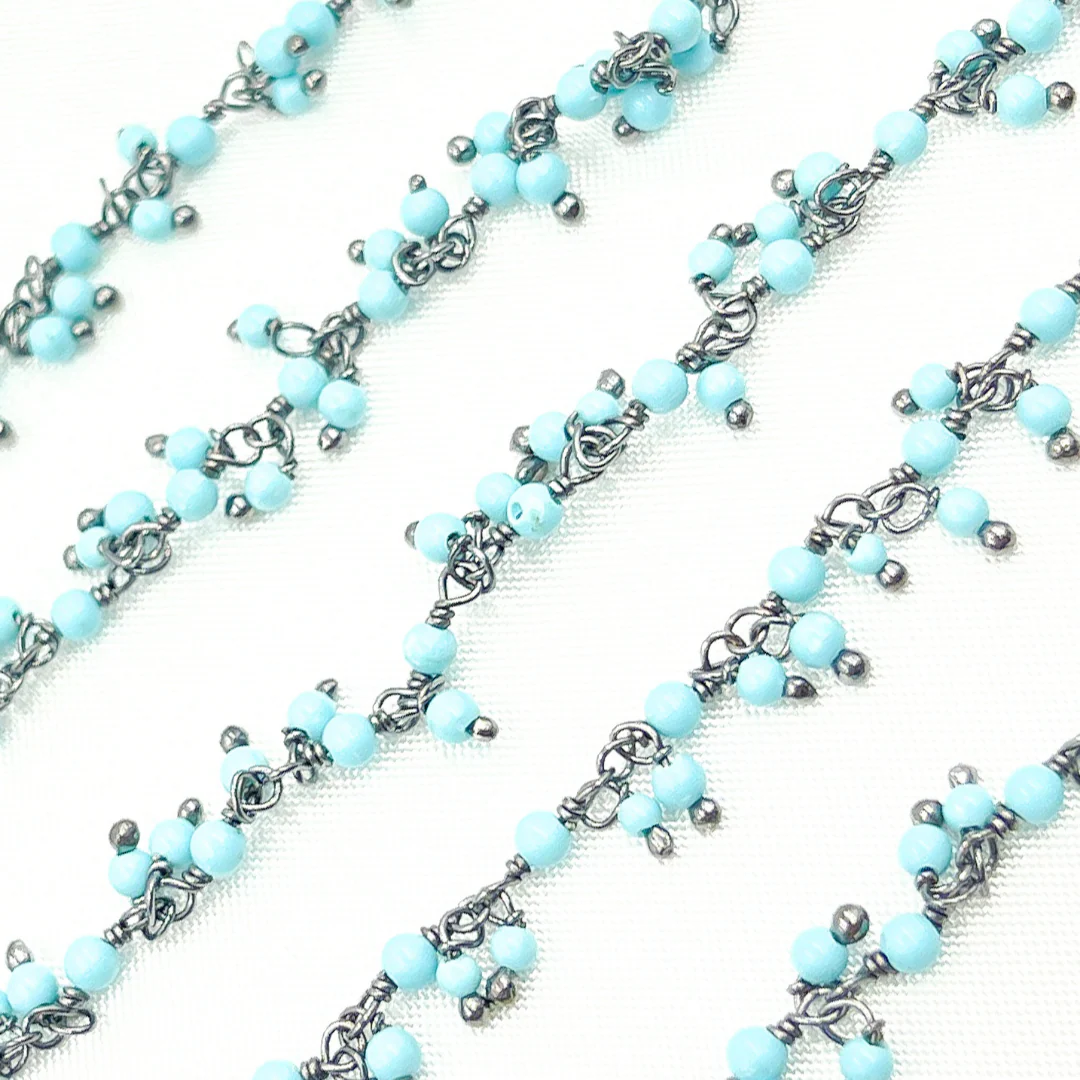 Turquoise Cluster Dangle Oxidized Wire Chain. TRQ7 - Image 5