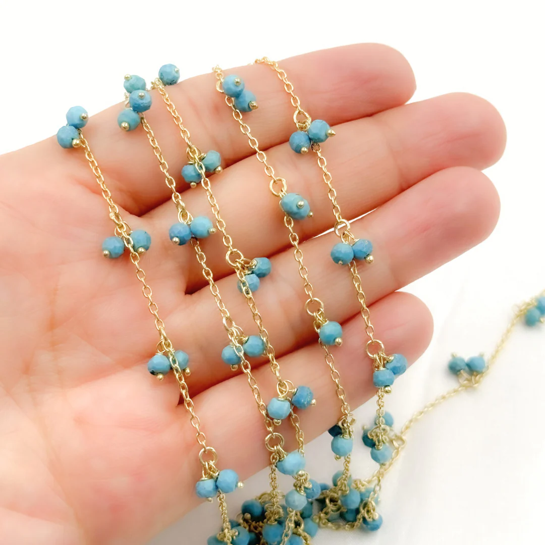 Turquoise Dangle Gold Plated Wire Chain. TRQ5 - Image 3