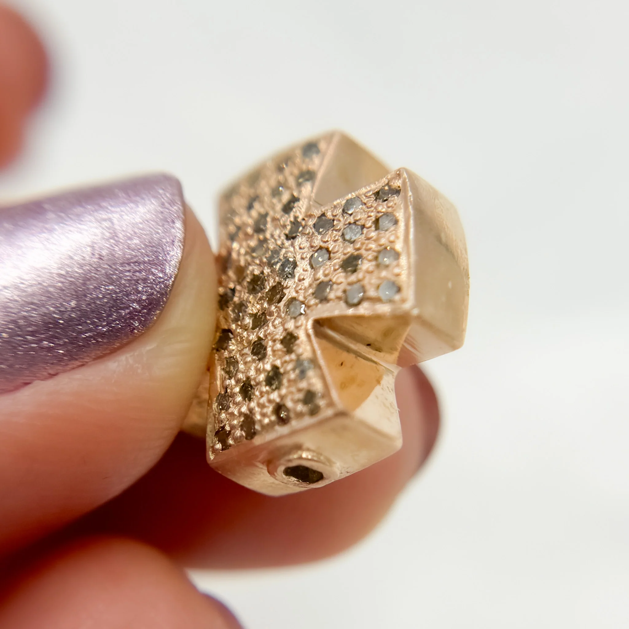 DC742. Diamond & Sterling Silver Cross Bead - Image 10