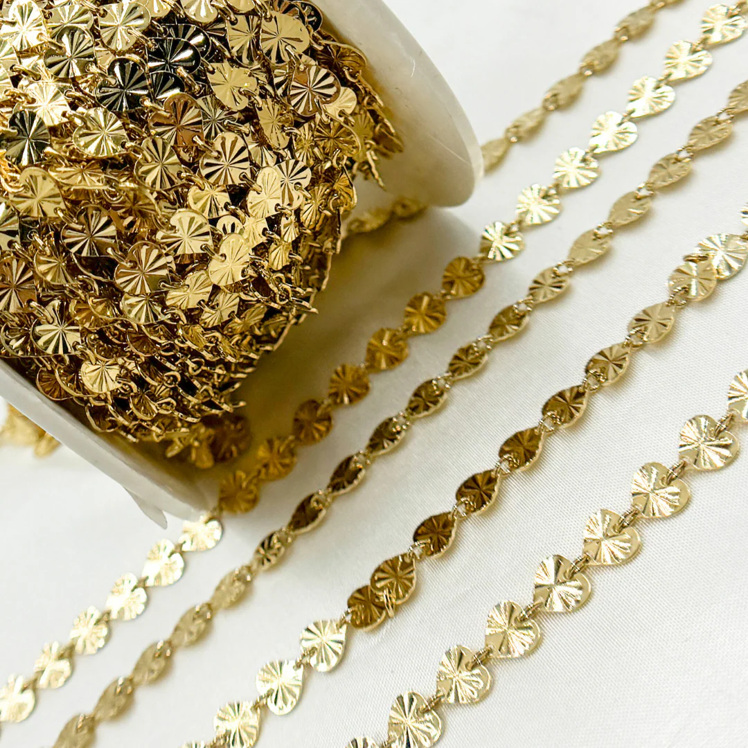 V129GP. Gold Plated 925 Sterling Silver Diamond Cut Heart Chain - Image 4