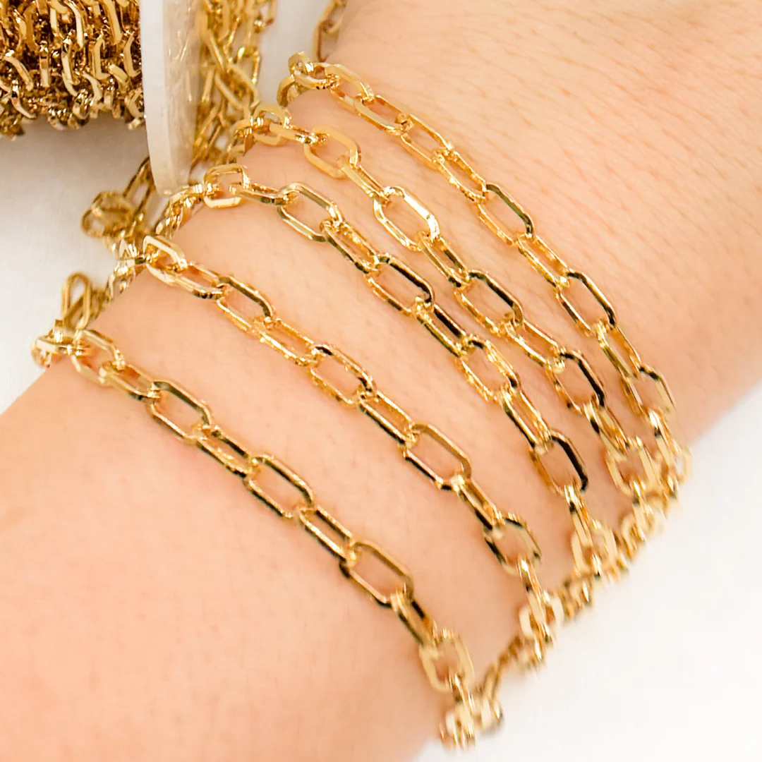 V151GP. Gold Plated 925 Sterling Silver Diamond Cut Cable Link Chain - Image 2
