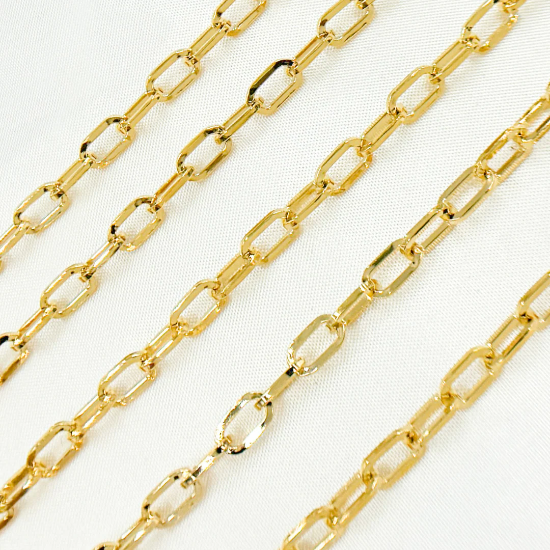 V151GP. Gold Plated 925 Sterling Silver Diamond Cut Cable Link Chain - Image 3