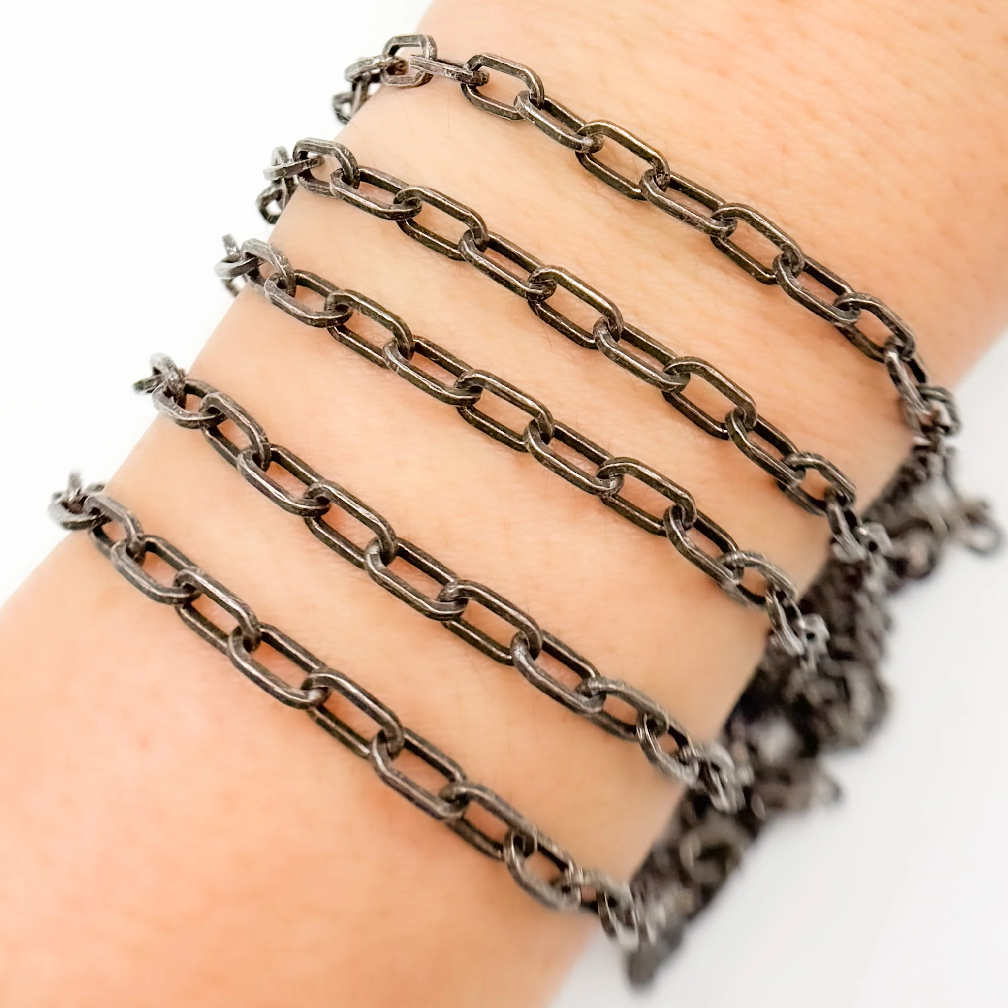 V151OX. Oxidized Sterling Silver Flat Thick Cable Chain - Image 3