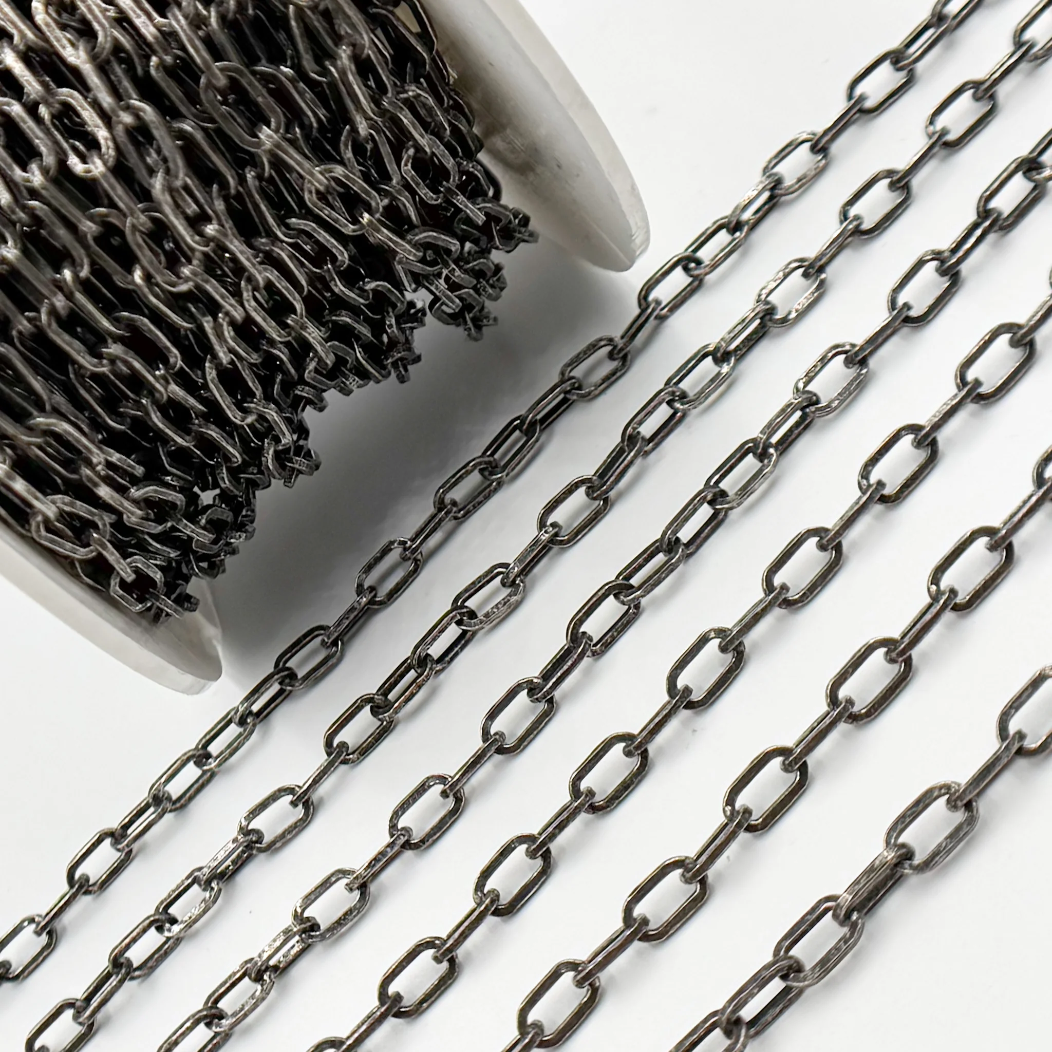 V151OX. Oxidized Sterling Silver Flat Thick Cable Chain - Image 5