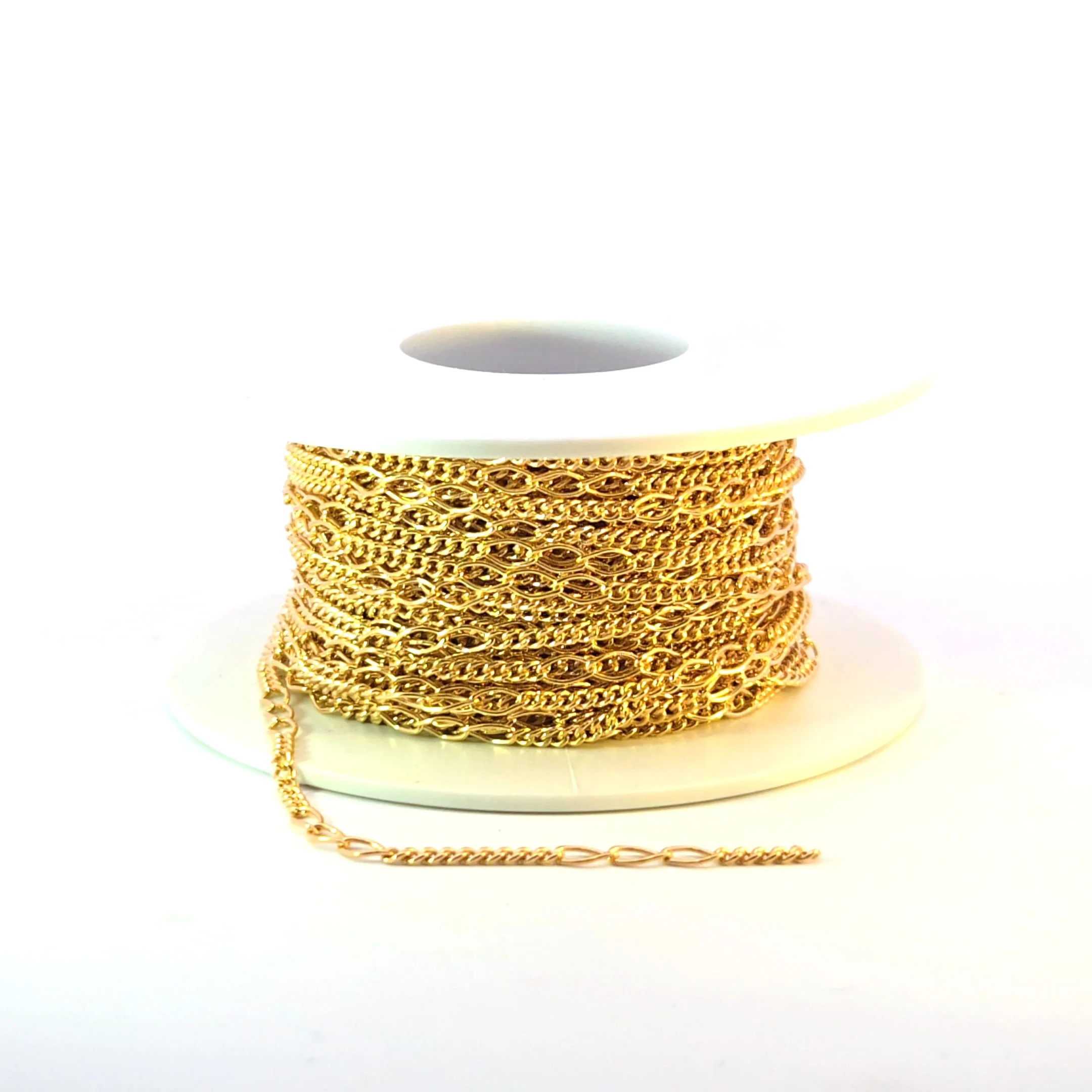 V240GF. 14k Gold Filled 3 Links Long and Curb Chain in Between - Image 7