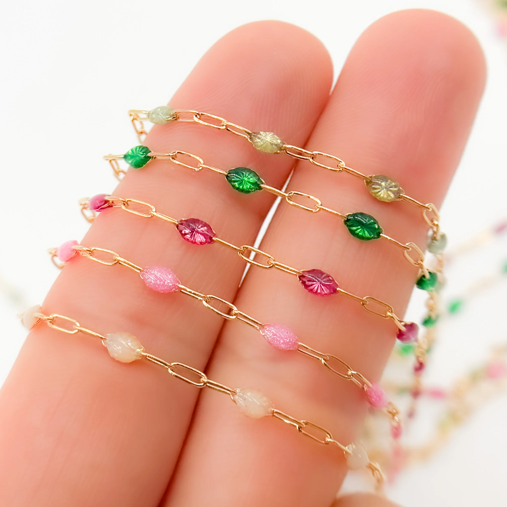 V250ENGF. 14k Gold Filled Enamel Satellite Chains - Image 4