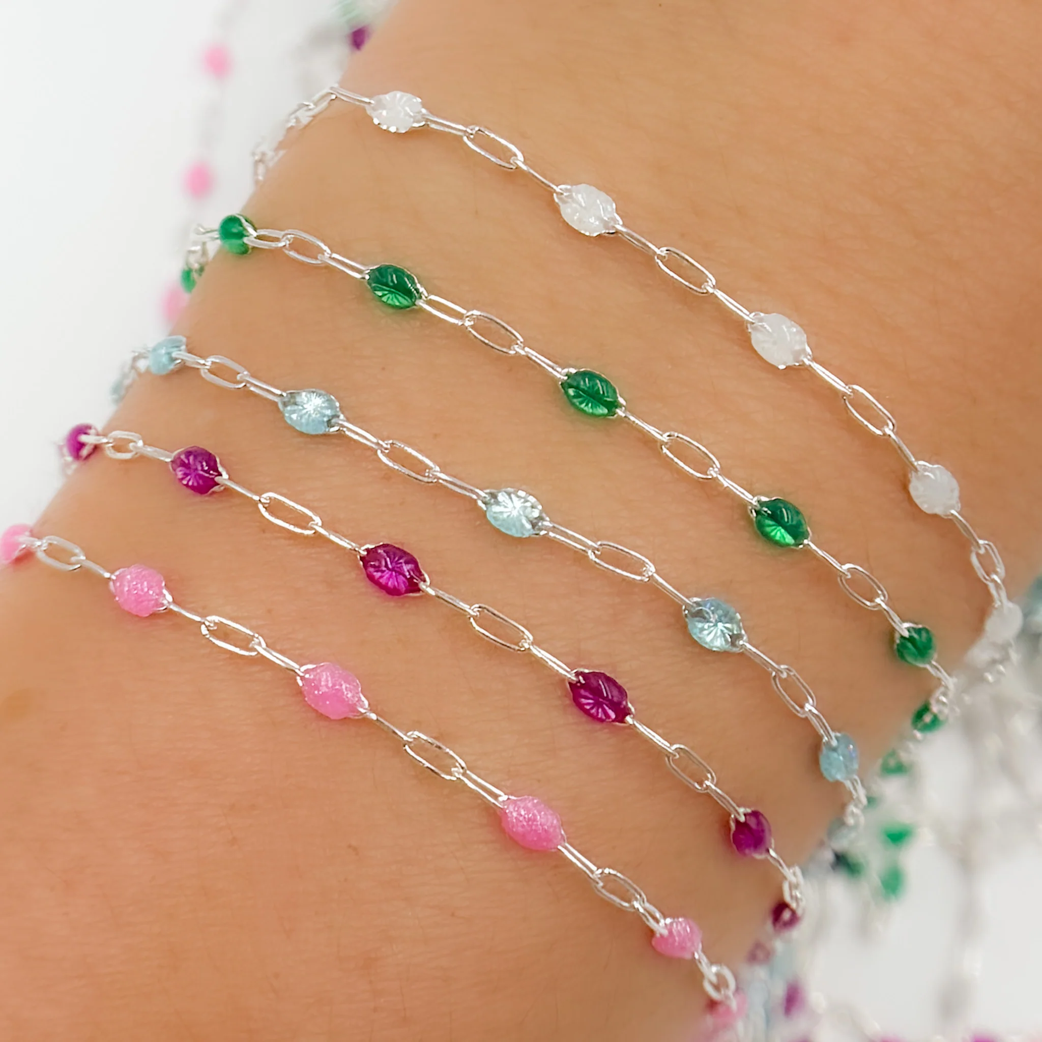 V250ENSS. Sterling Silver Enamel Satellite Chains