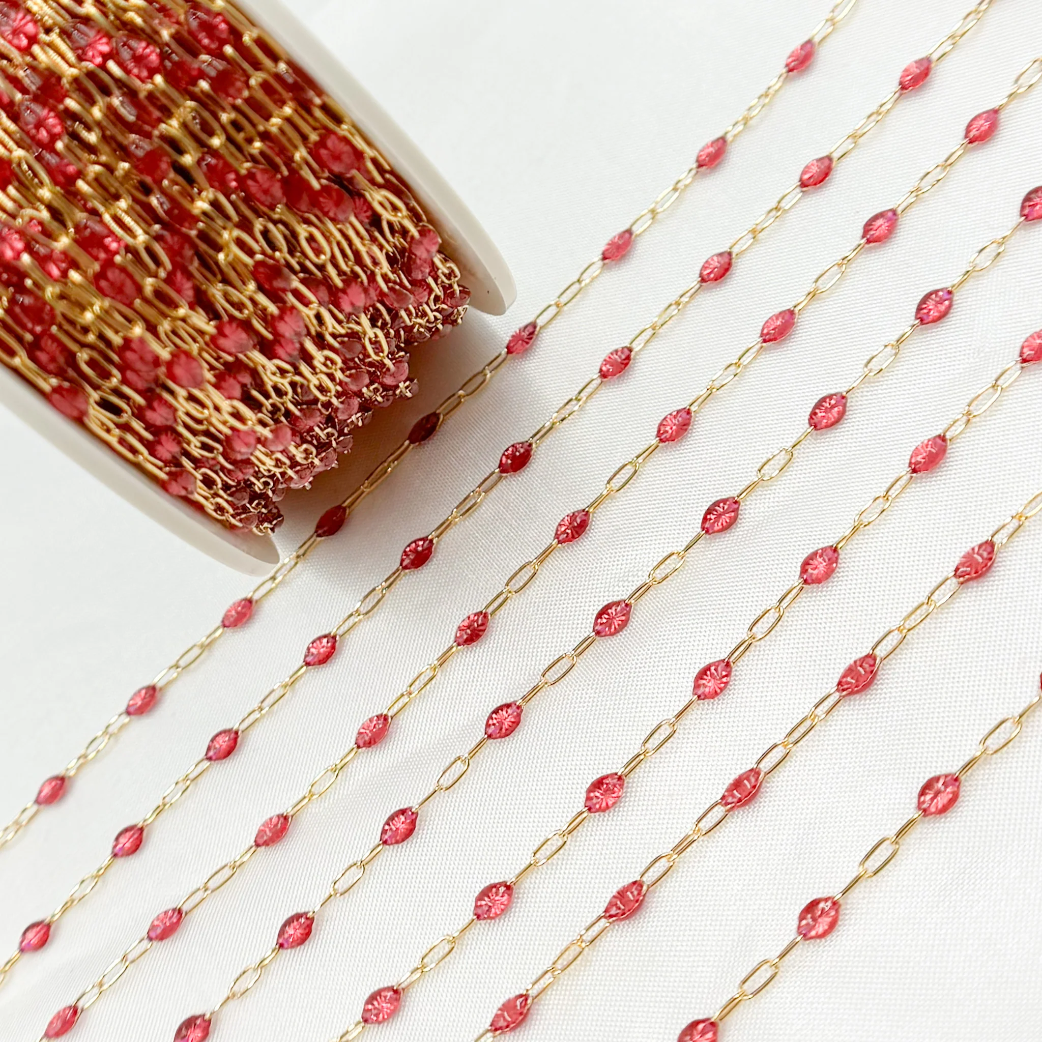 V250WNGF. Gold Filled Wine Color Enamel Chain - Image 4