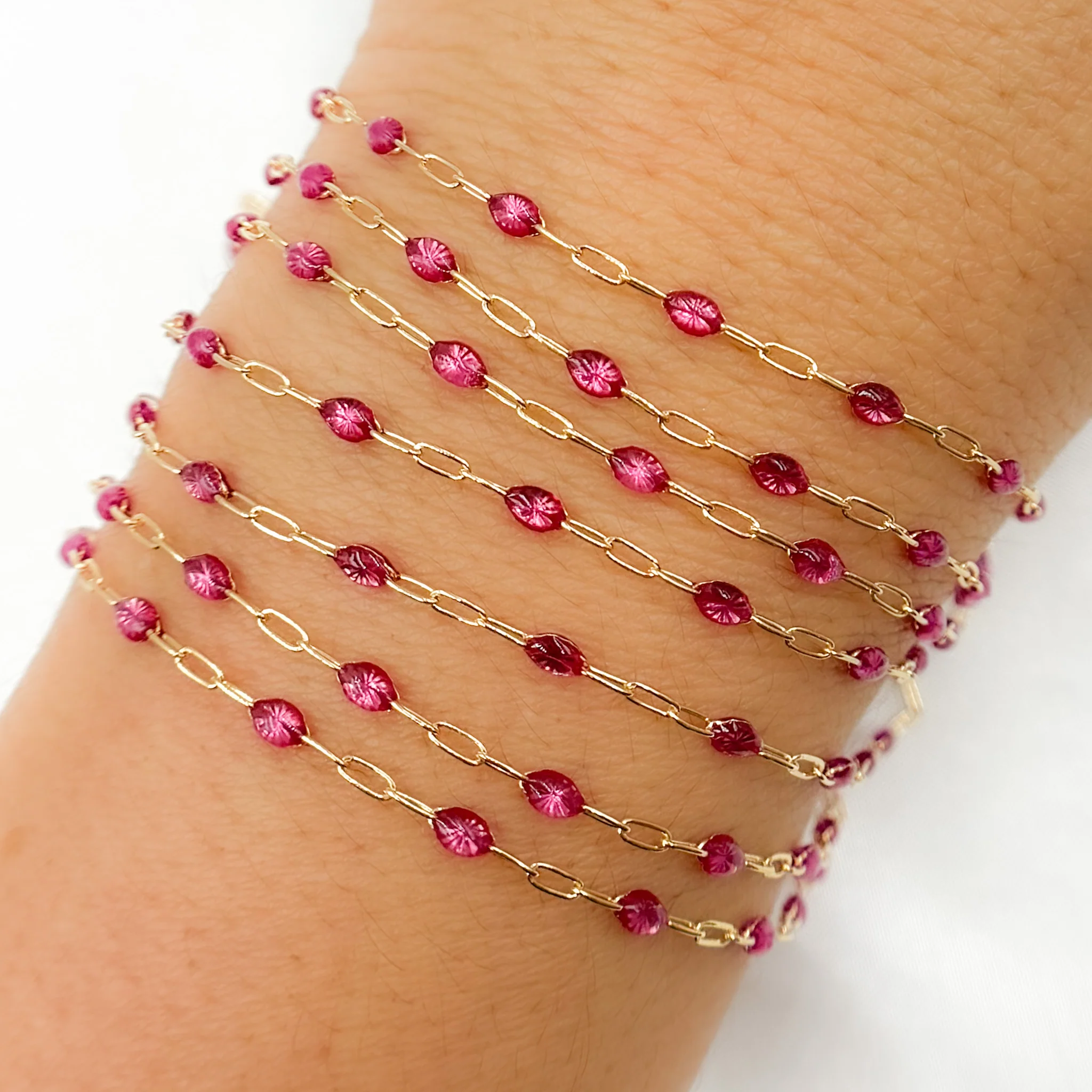 V250WNGF. Gold Filled Wine Color Enamel Chain - Image 5