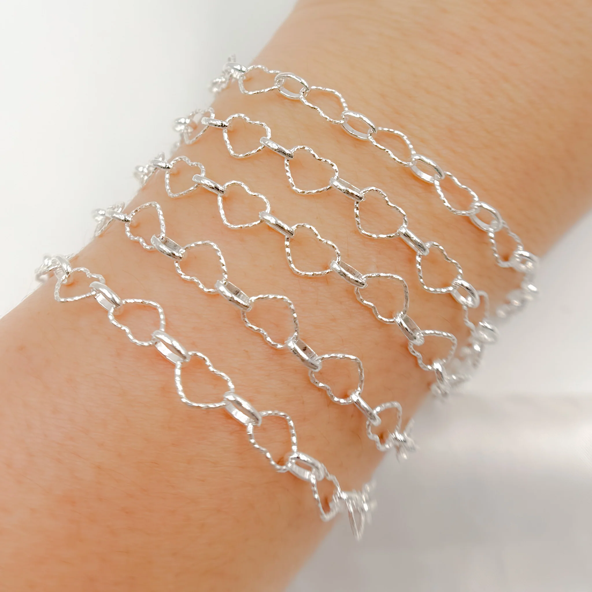 V252SS. Sterling Silver Heart & Oval Link Chain - Image 2