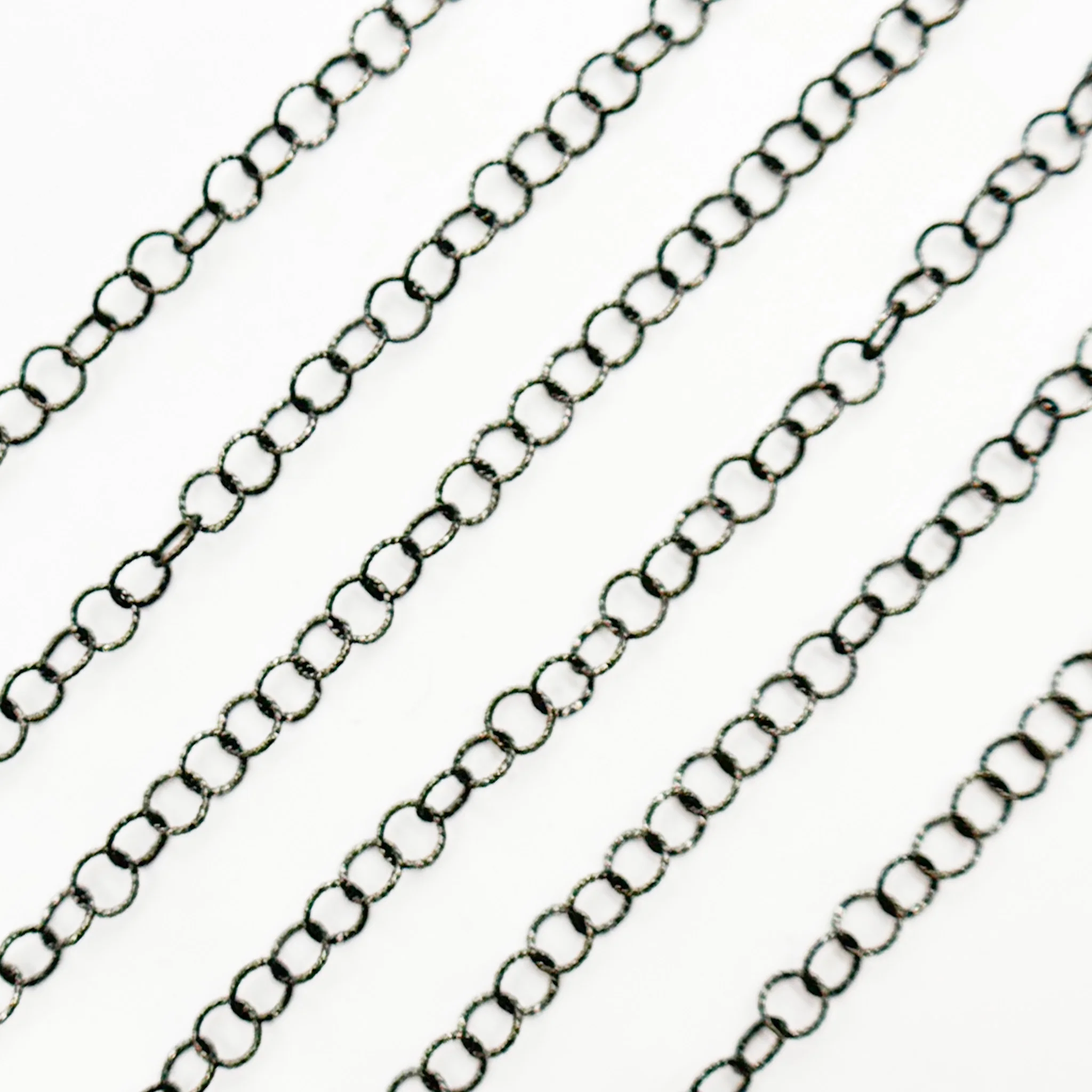 V265BR. Black Rhodium Sterling Silver Twisted Cable Chain - Image 2
