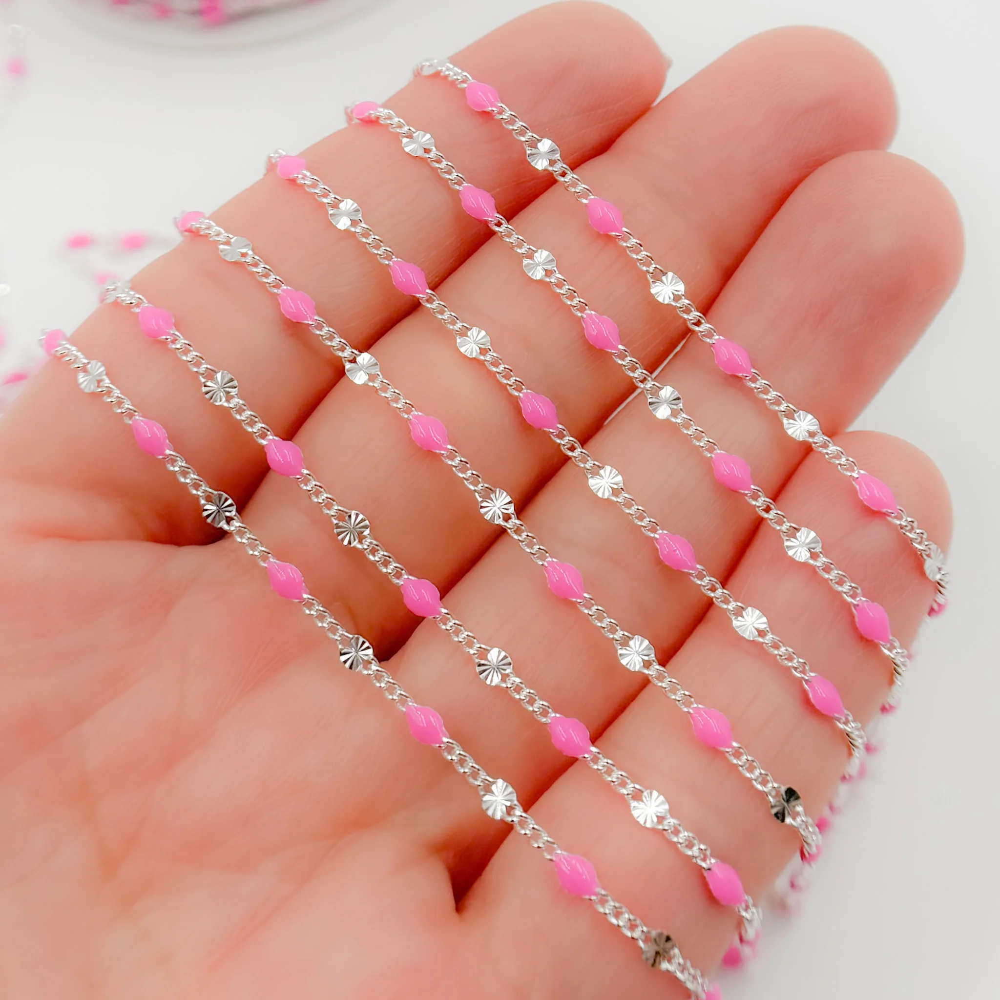 V269ENSS. Sterling Silver Enamel Marina Link Chains - Image 5