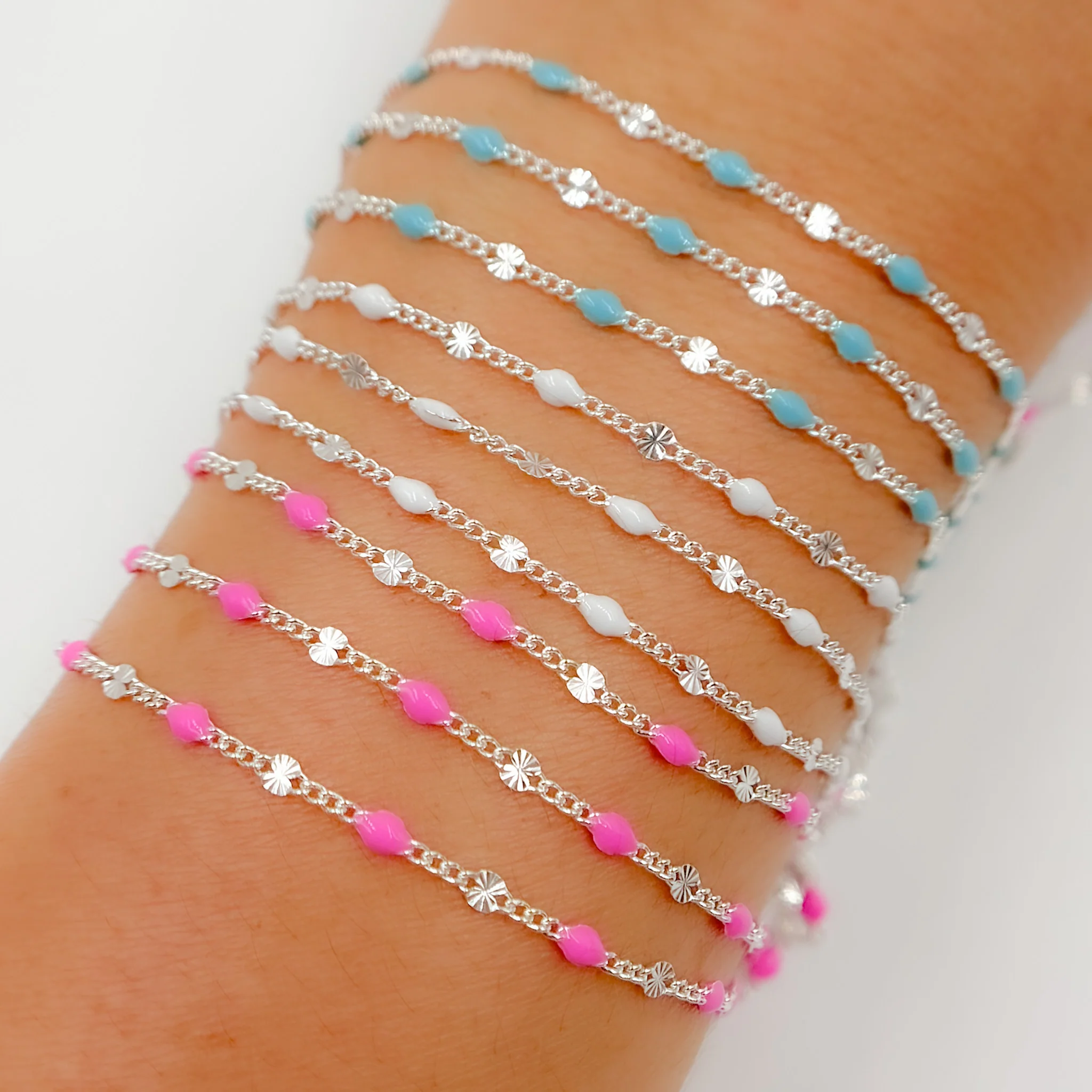 V269ENSS. Sterling Silver Enamel Marina Link Chains - Image 7