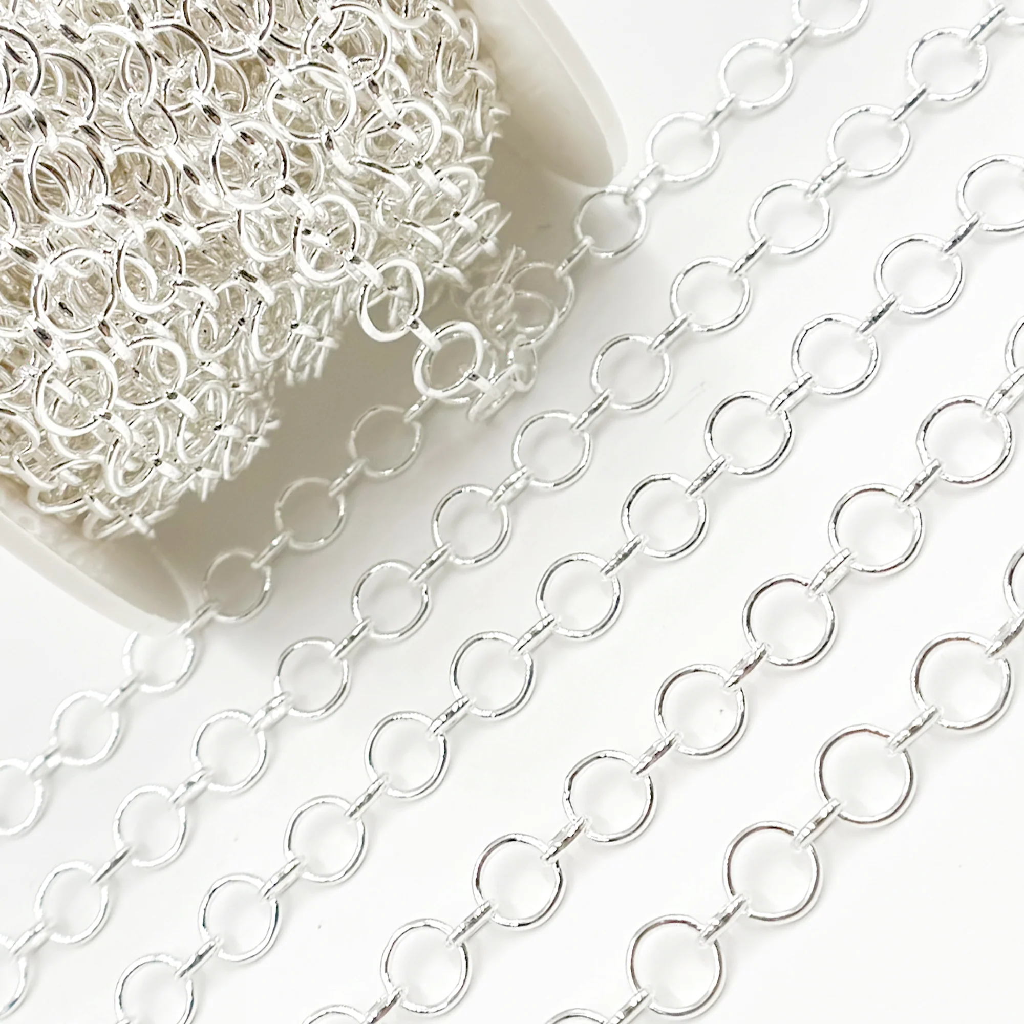 V279SS. Sterling Silver Smooth Round & Oval Link Chain - Image 4