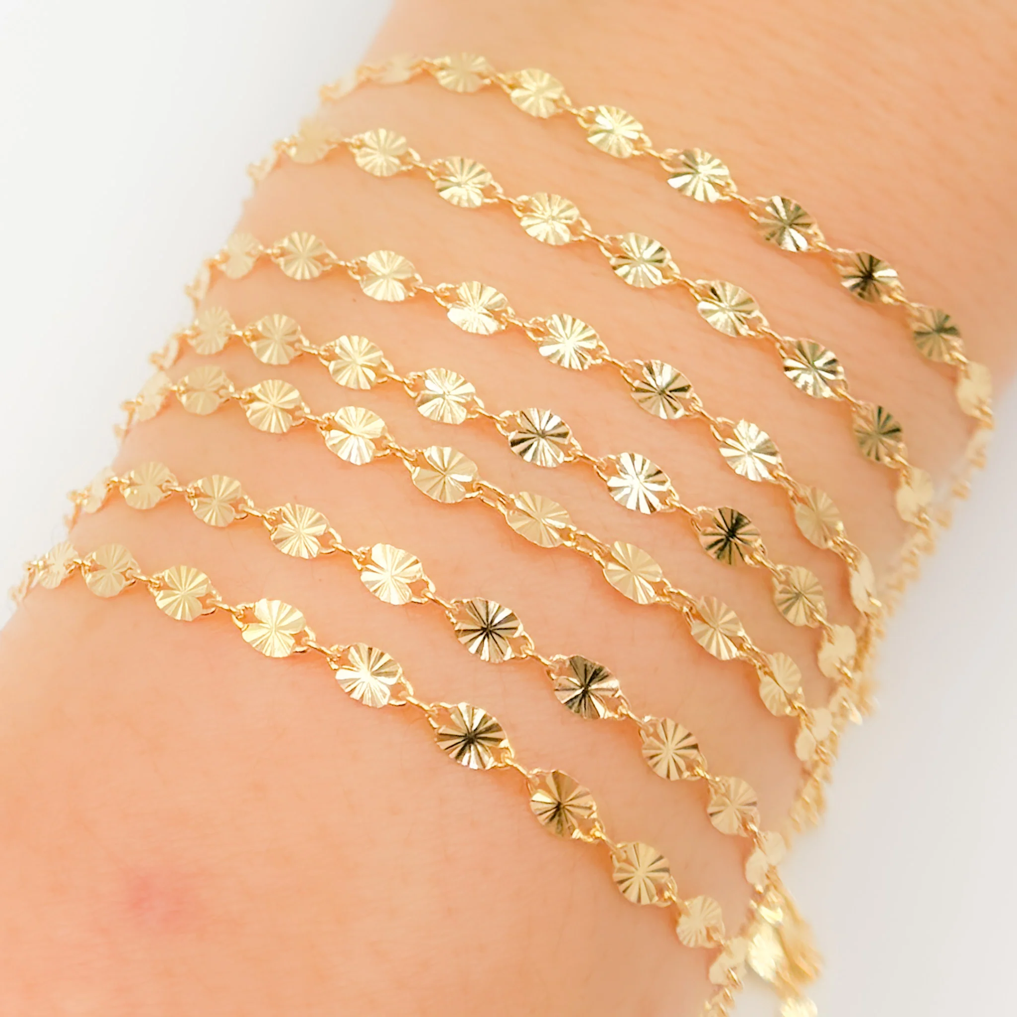 V301GF. 14k Gold Filled Diamond Cut Marina Link Chain