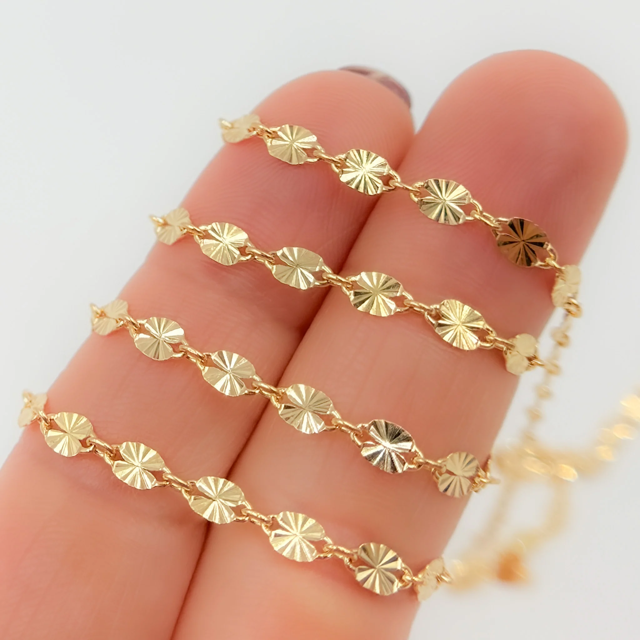 V301GF. 14k Gold Filled Diamond Cut Marina Link Chain - Image 6