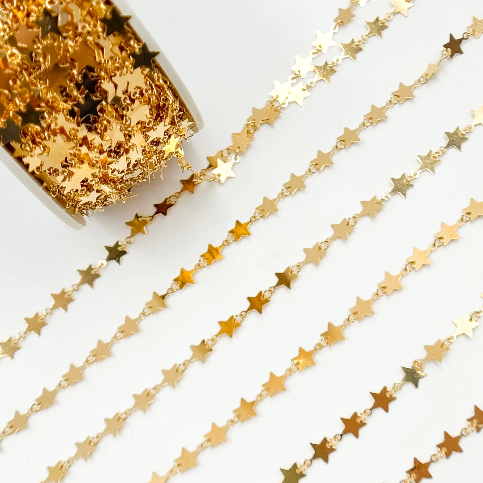 V312GF. 14K Gold-Filled Fancy Star-Link Chain - Image 6