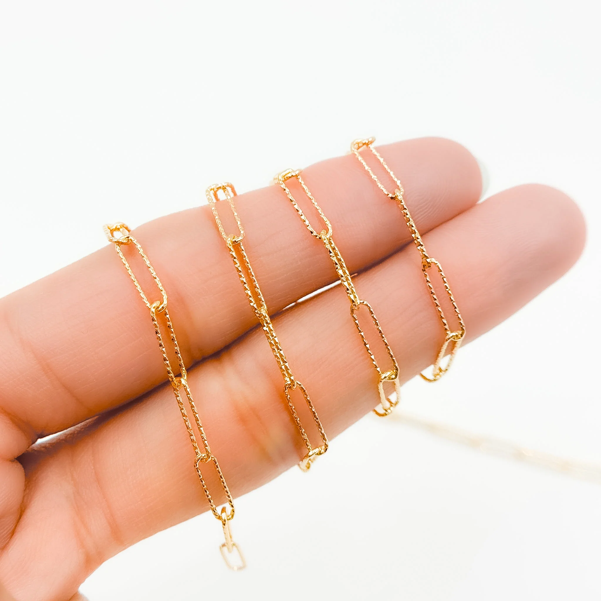 V313GF. 14K Gold Filled Diamond Cut Paperclip Chain - Image 2