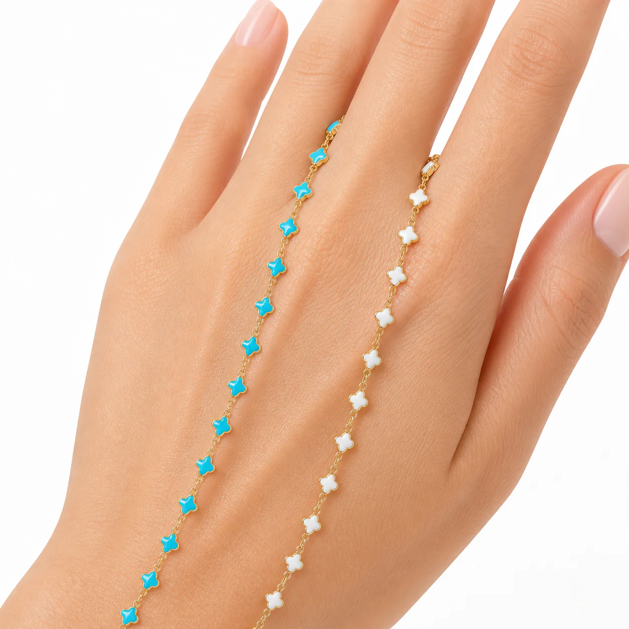 V315ENGF. 14K Gold Filled Enamel Clover Link Chains - Image 23