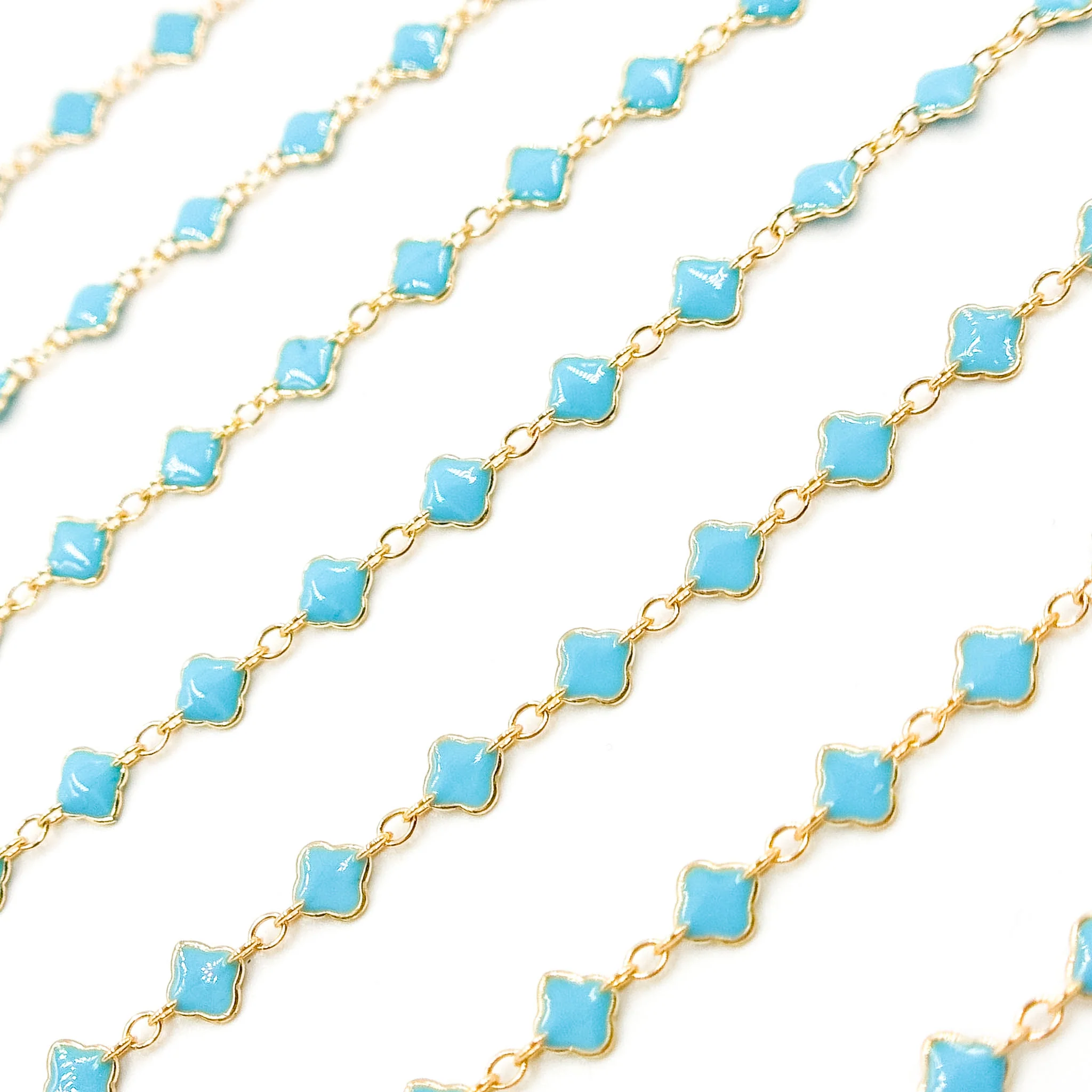V315ENGF. 14K Gold Filled Enamel Clover Link Chains - Image 7