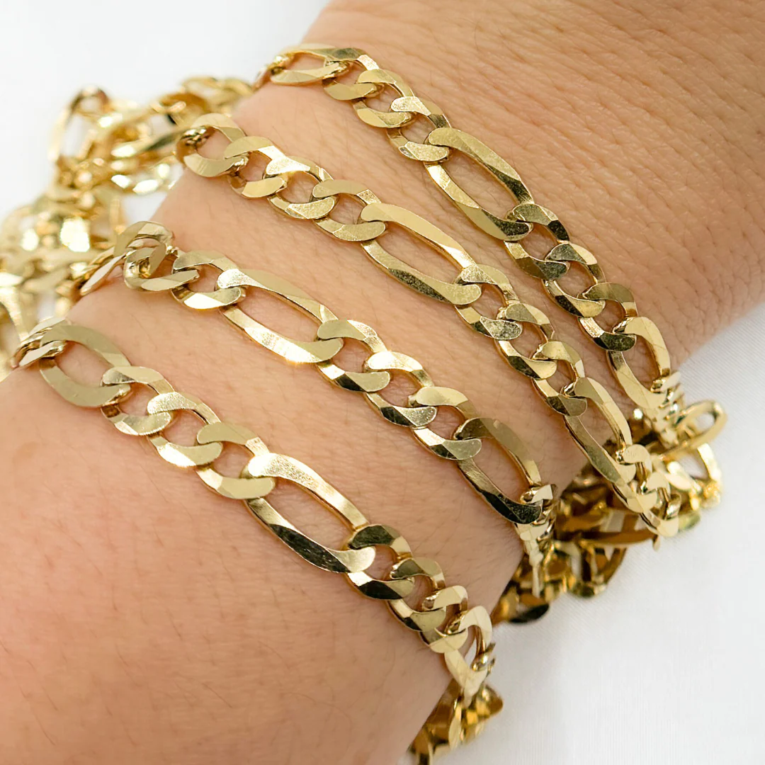 Y87GP. Gold Plated 925 Sterling Silver Flat Figaro Chain - Image 2