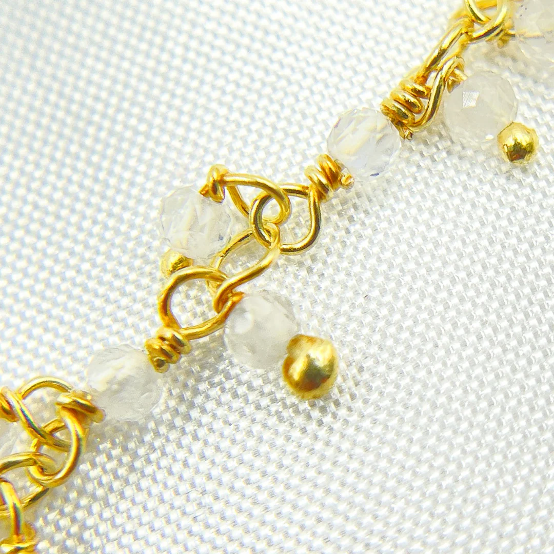 White Moonstone Cluster Dangle Gold Plated Wire Chain. WMS22 - Image 2
