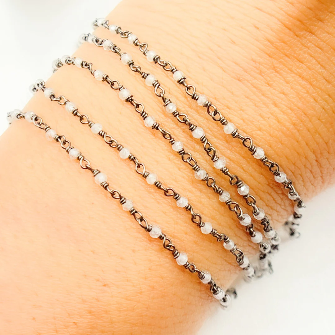White Zircon Oxidized Wire Chain. NZ2 - Image 3
