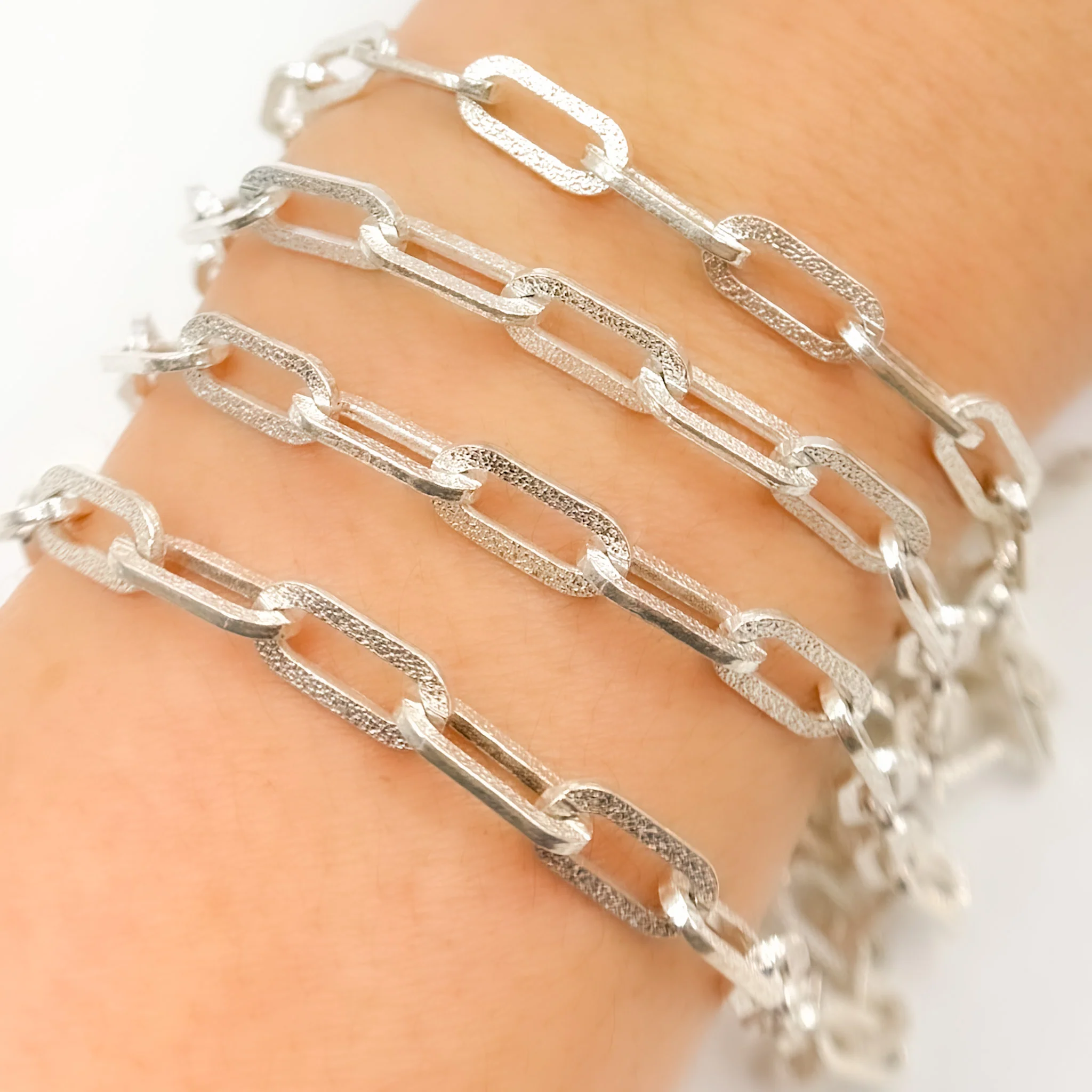 X30SS. Sterling Silver Matt Flat Paperclip Chain