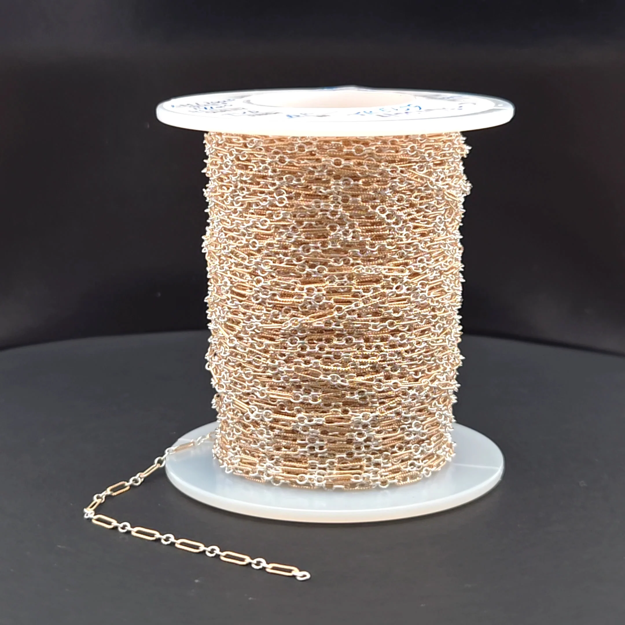 XM/1003K. 14K Gold Filled and Sterling Silver Knurled Link Chain – Long & Short Pattern - Image 12