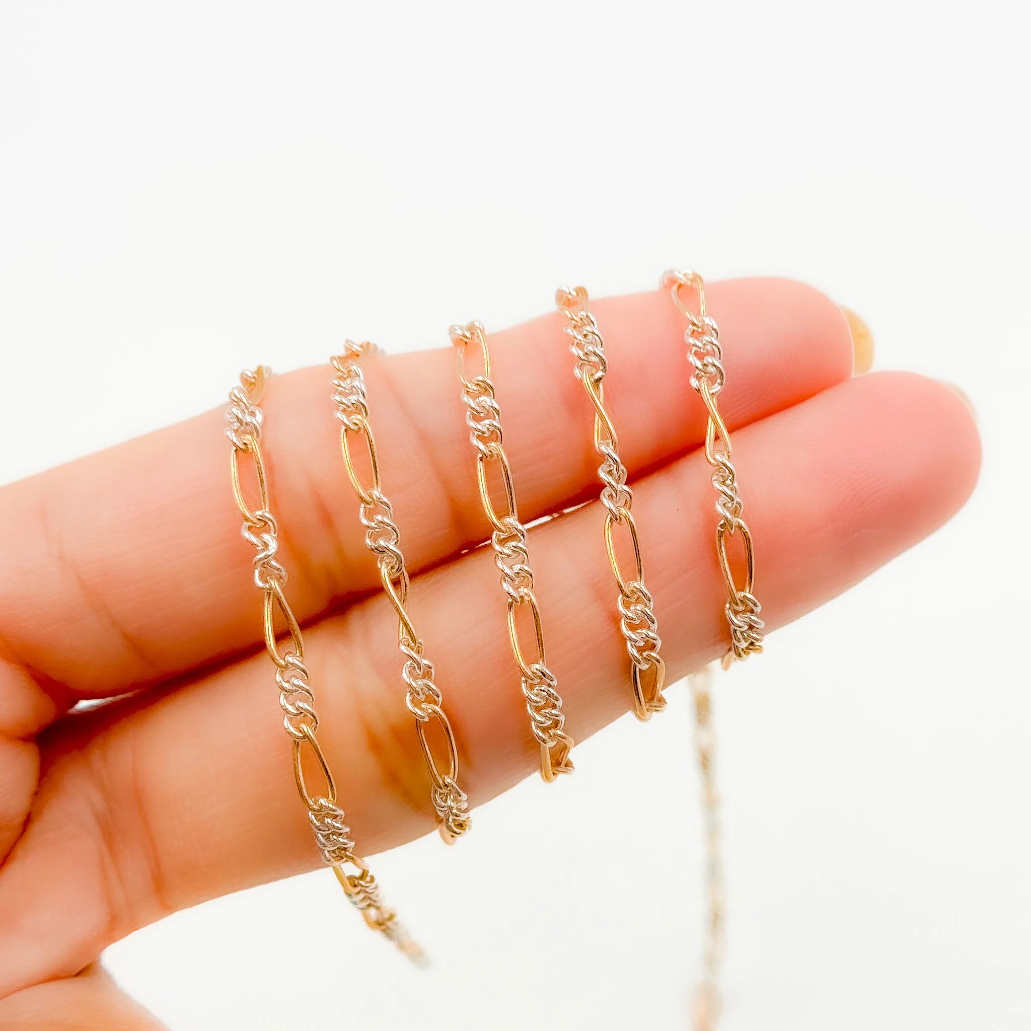 XM/2531CTT. 14k Gold Filled and Sterling Silver 1 Long and 3 Short Link Chain - Image 4